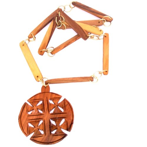  Extra Large Jerusalem Cross carved necklace by hand - ( 2.75 inches pendant and 70cm necklace ) with Certificate、mySite、elrpsem3k