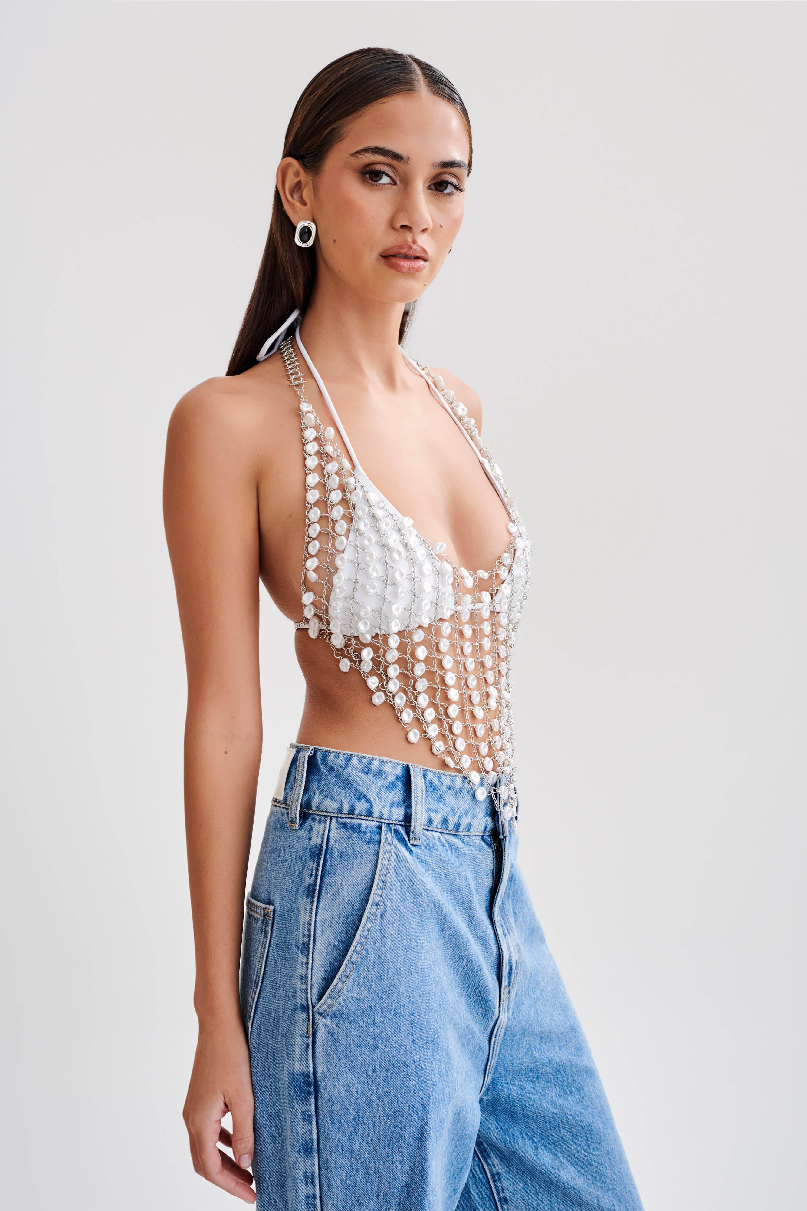 Gretchen Pearl Halter Top - Pearl、mySite、solidvoid