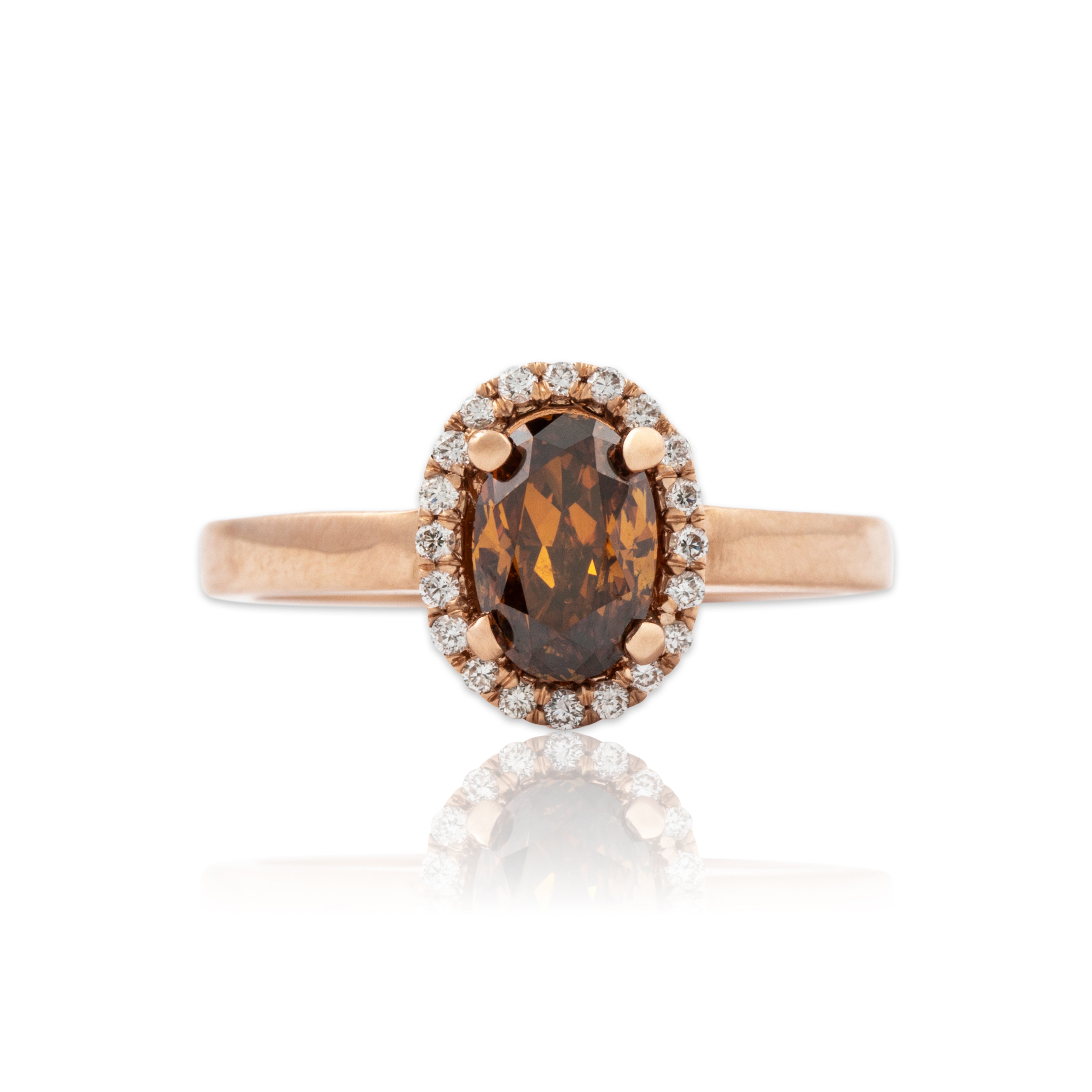 Vintage 14k Rose Gold 1.01ct GIA Fancy Deep Orange-Brown Diamond Ring 5.75、mySite、hinf8tx79