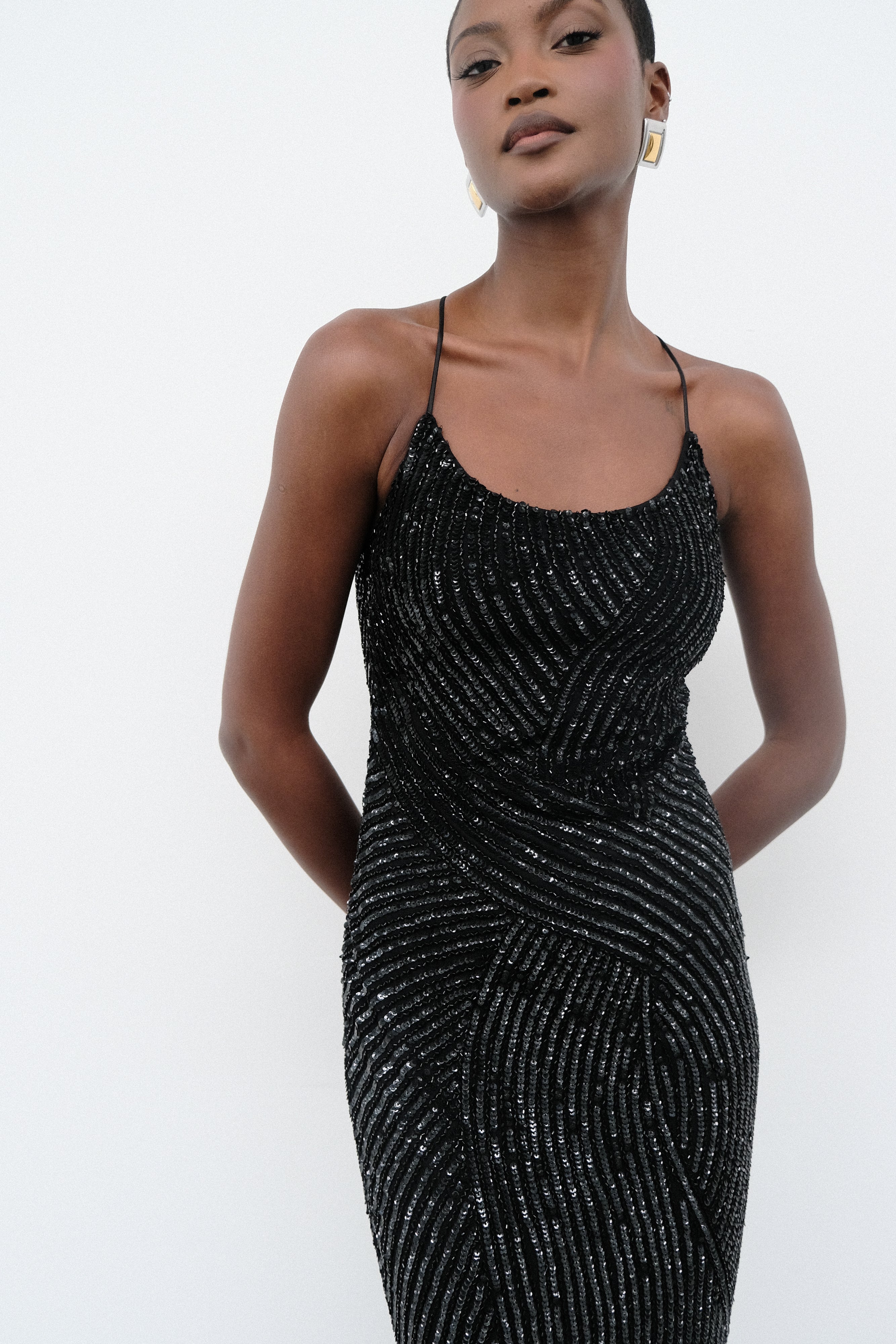 Tierra Sequin Maxi Dress - Black、mySite、solidvoid