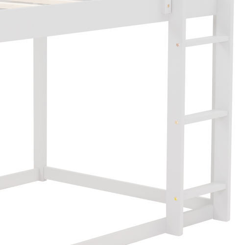 Twin over Twin Low Bunk Bed, House Bed with Ladder , Gray(OLD SKU:WF197808AAE)、、casual