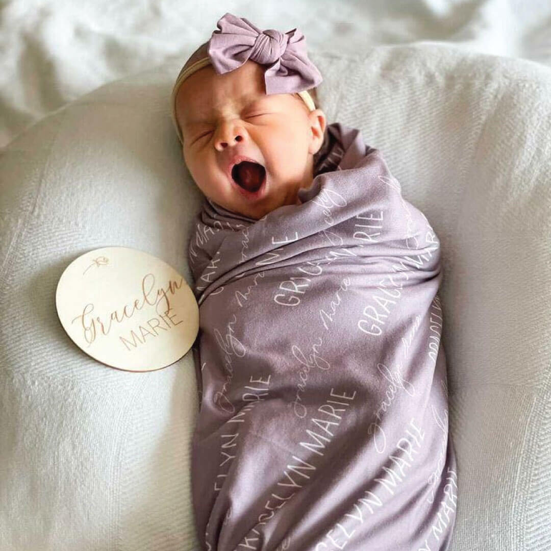  Personalized Dusty Purple Baby Name Swaddle Blanket、mySite、layawaytickets