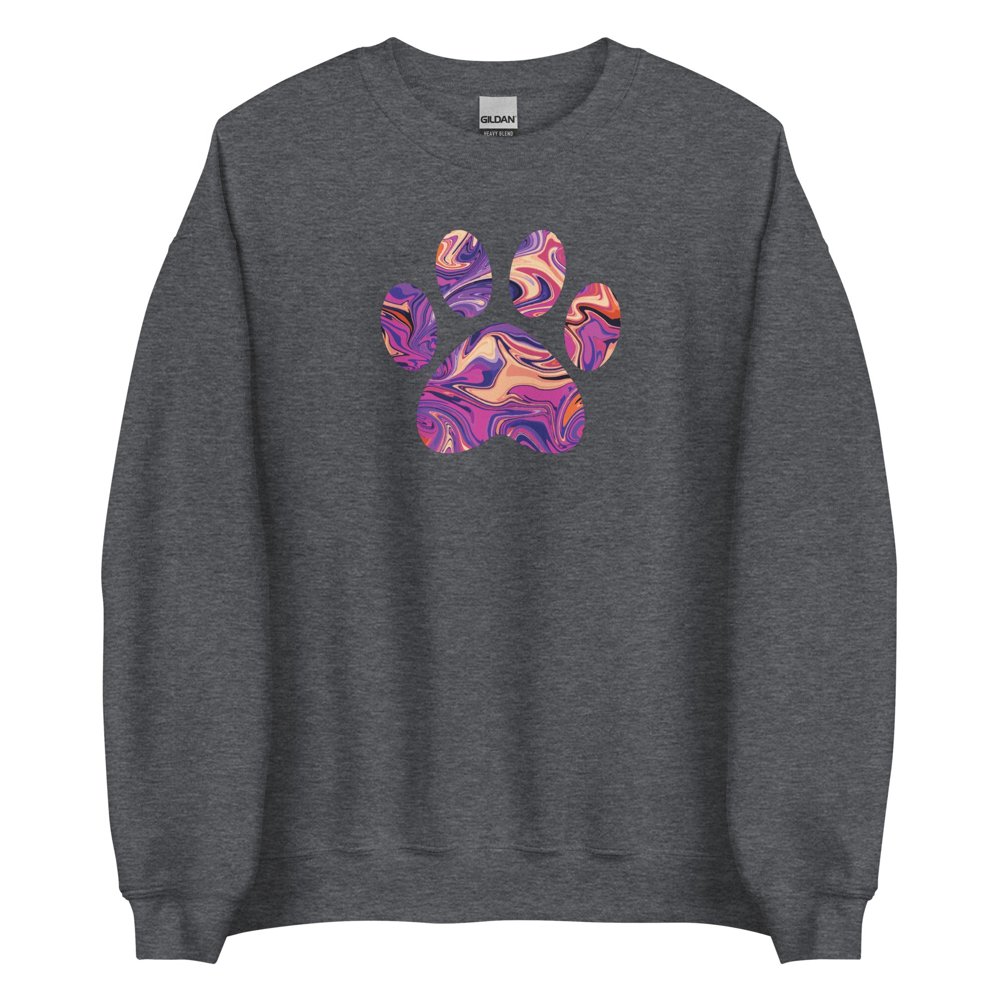 Purple Swirl Marbled Paw Crewneck Sweatshirt、mySite、camillekostekn
