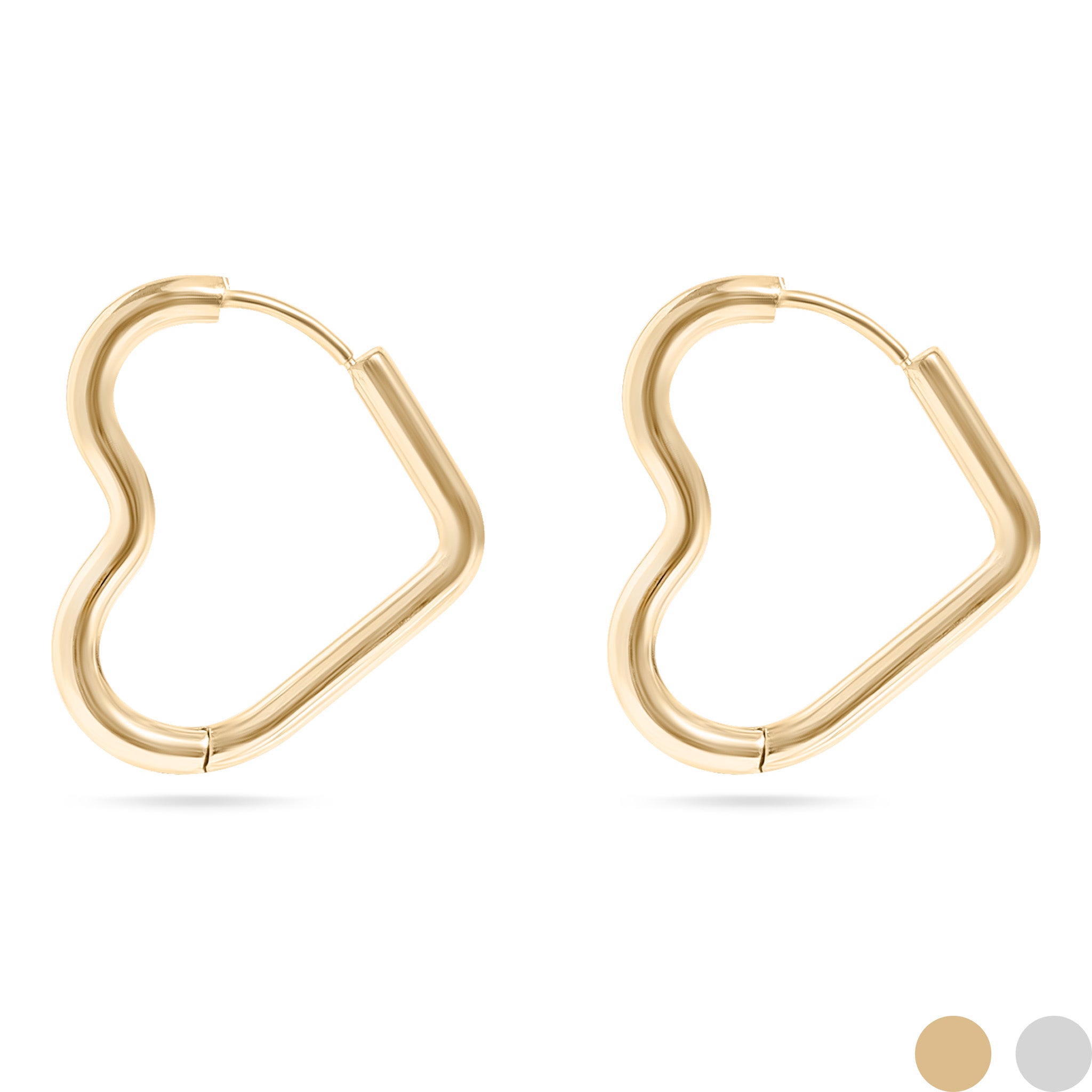 18K Gold PVD Stainless Steel Heart Hoop Earrings / ERJ0007、mySite、dreamappss