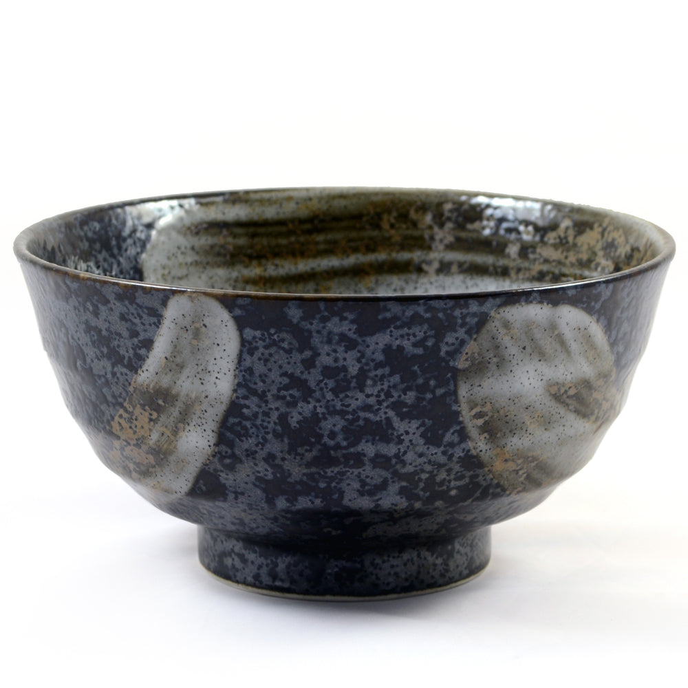 Mottled Black & Silver Glazed Japanese Ceramic Noodle Bowl、mySite、topwebapps