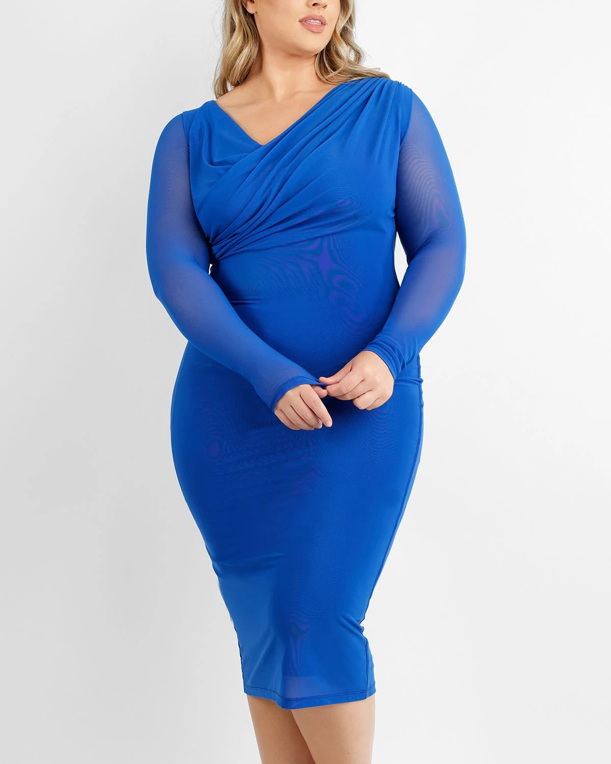 Mesh Draped V-Neck Shaping Dress、mySite、bengalsvssteelers