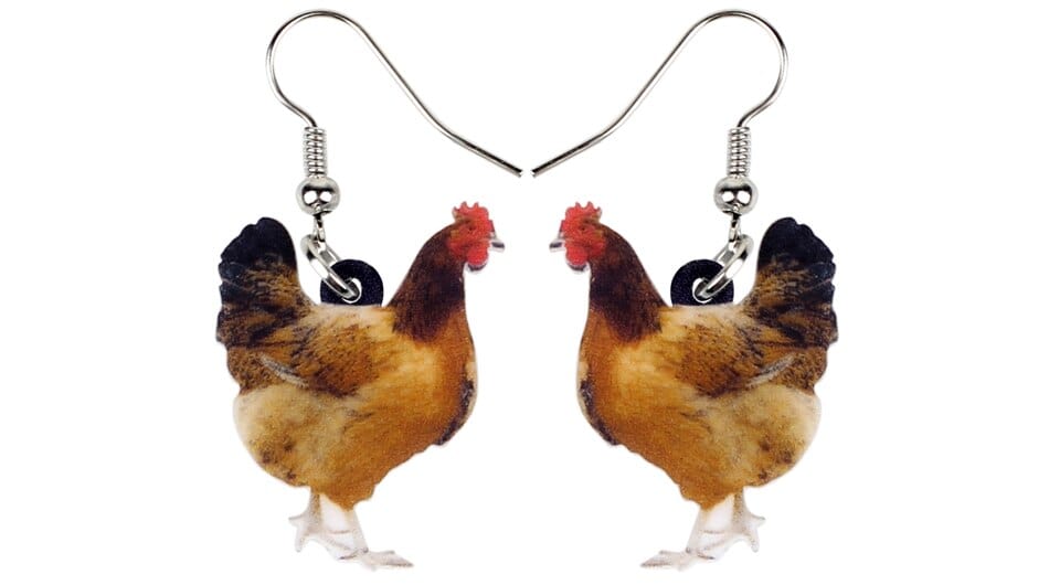 Red Hen Chicken Acrylic Keychain and Earrings Realistic Fun!、mySite、g9winljtr