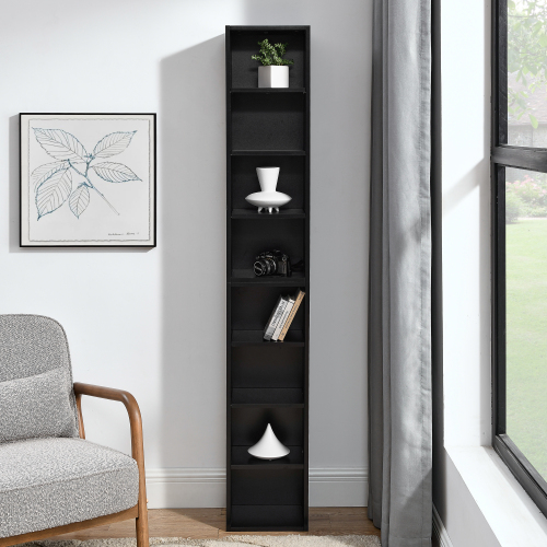 8-Tier Media Tower Rack, CD DVD Slim Storage Cabinet with Adjustable Shelves, Tall Narrow Bookcase Display Bookshelf for Home Office,Multi-functional double-decker bookcase、、casual