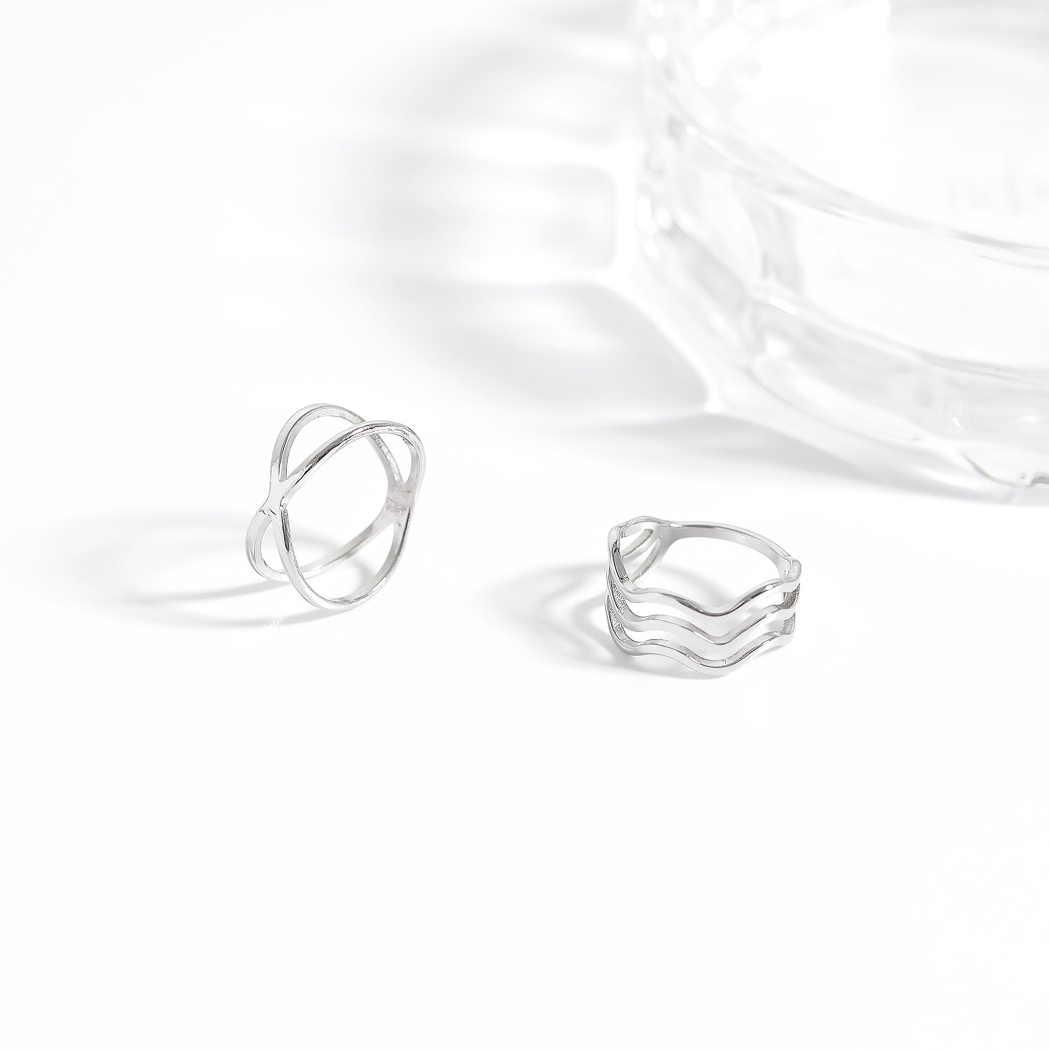 18K Gold PVD Stainless Steel Atomic X Geometric Ring / KSS0006、mySite、dreamappss