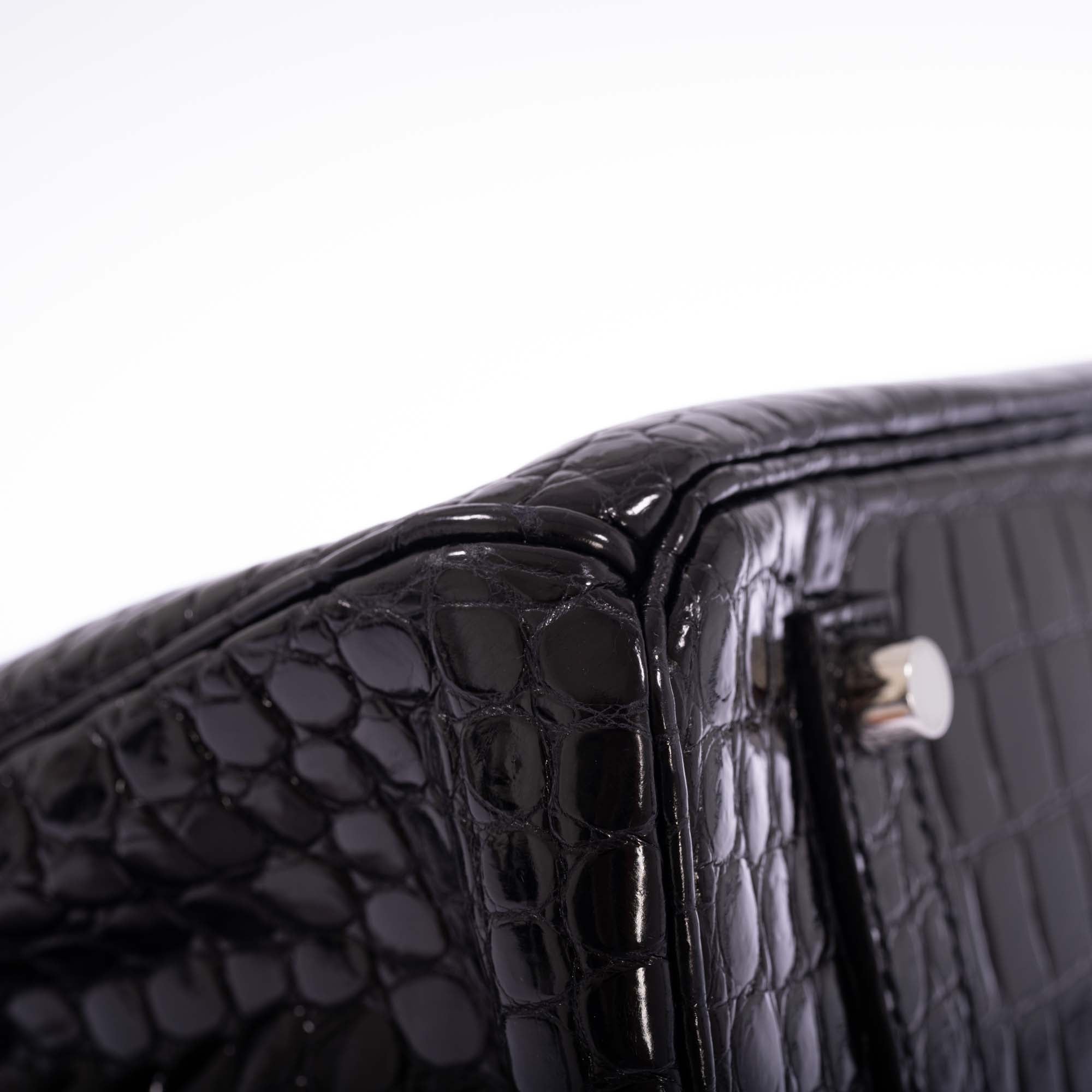 Hermès Birkin 35 Black Shiny Porosus Crocodile 18K White Gold and Diamond Hardware、mySite、garminoutage.com