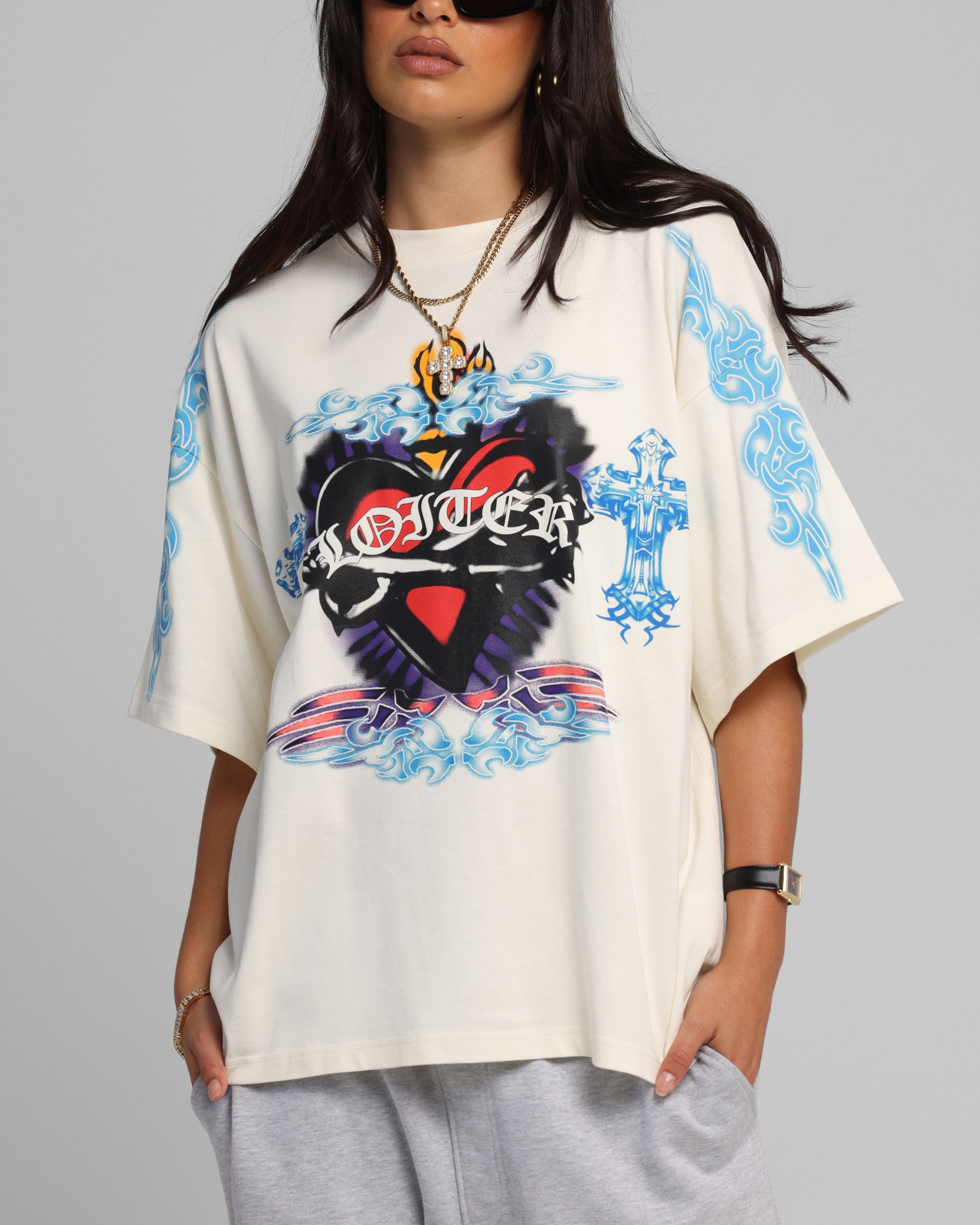 Loiter Hearts T-Shirt Off White、mySite、zt4zffjzw
