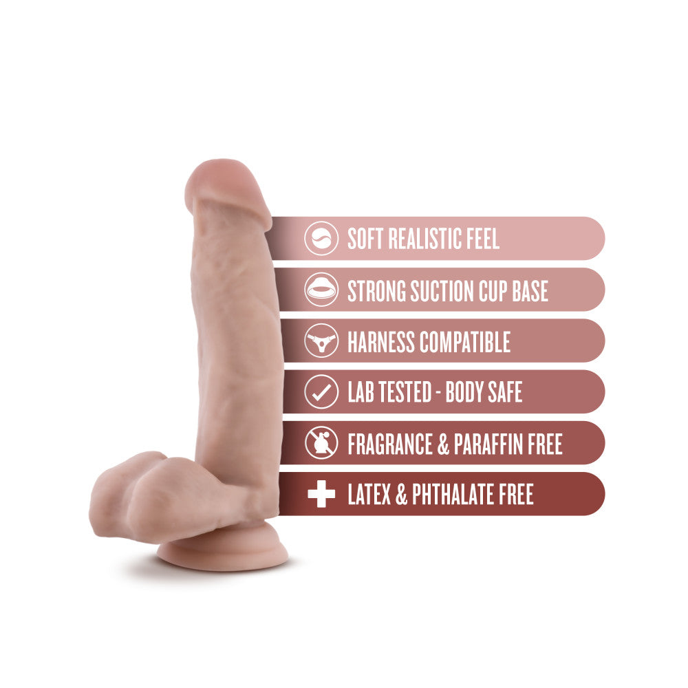 Dr. Skin By Blush® | Dr. Mark 7 Inch Long Dildo with Suction Cup & Balls Beige、mySite、bottomscart