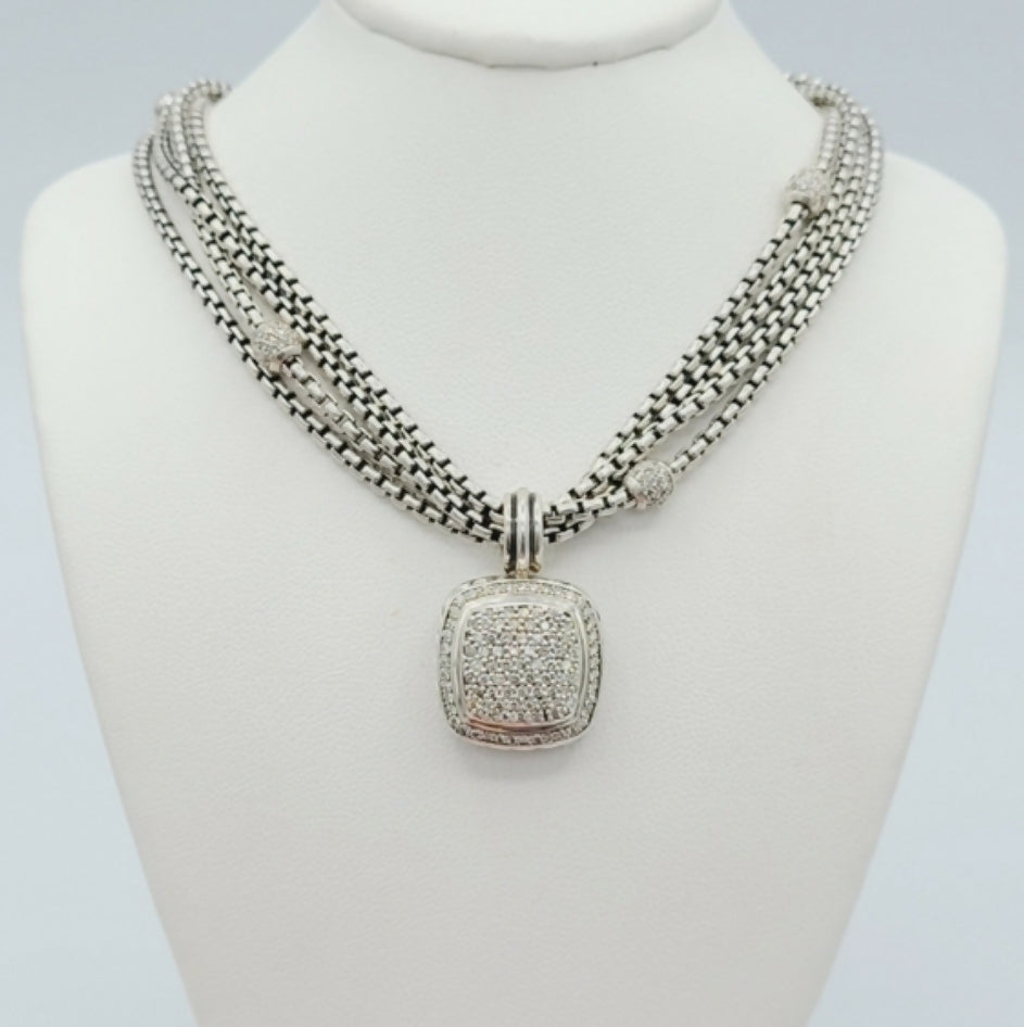 David Yurman Four Row Box Chain Necklace 鈥?Diamonds、mySite、hinf8tx79