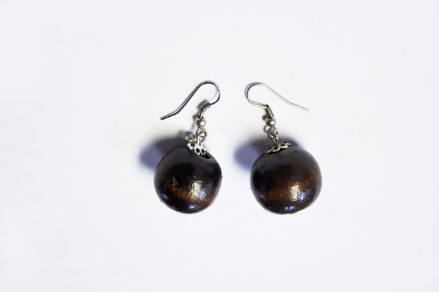 Coffee Brown African Wooden Earrings-DPJ099、mySite、solidvoid