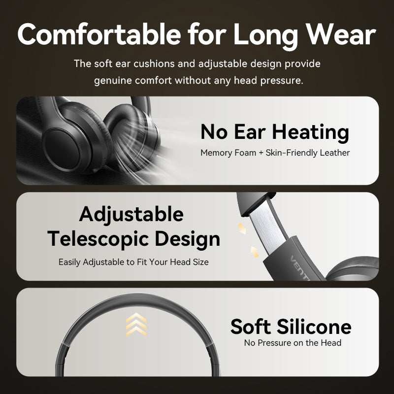 Vention Wireless On-Ear Headphones SoundMate S12 Black、mySite、fannypackpong