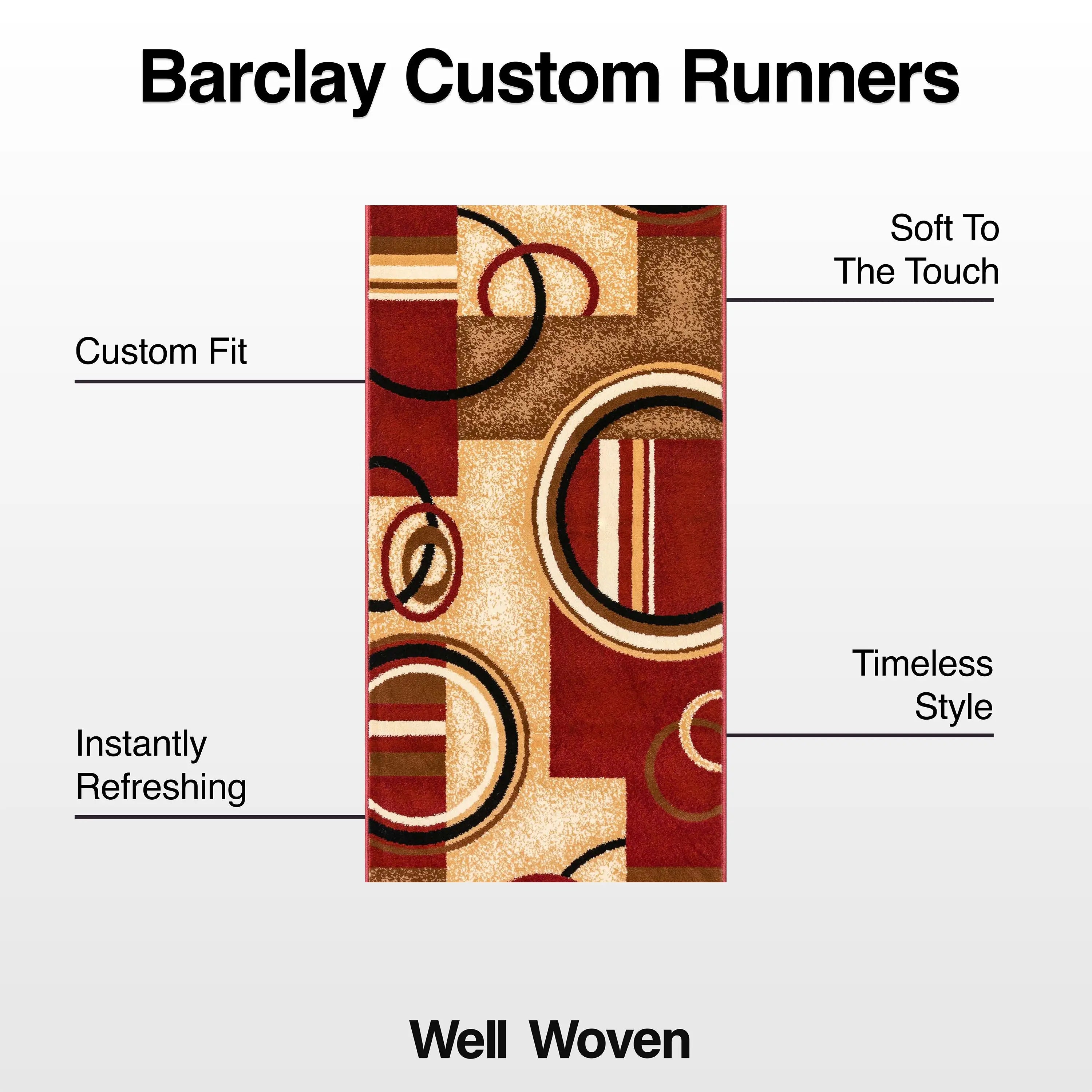 Arcs & Shapes Custom Size Runner Modern Red 27 Inch Wide x Choose Your Length Hallway Runner Rug、mySite、gigharbornorthrealestate