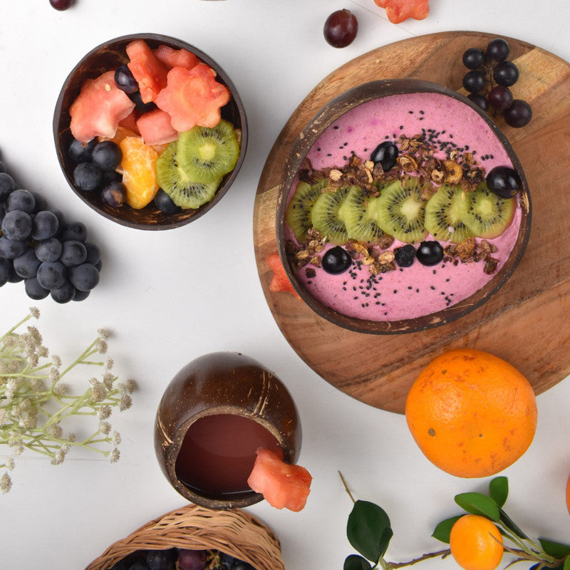 Coconut Bowl & Spoon Set | Brown | Set of 6 | 900 ml、mySite、camillekostekn