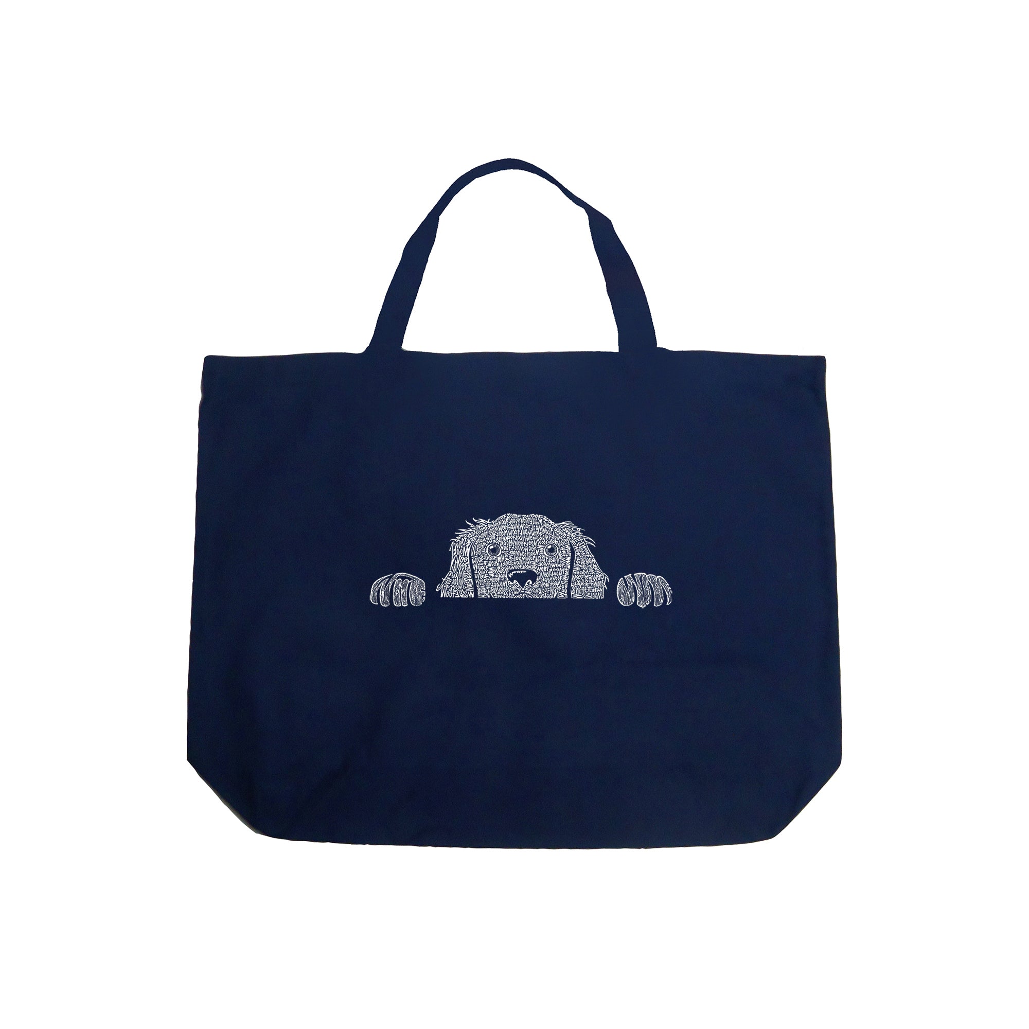 Peeking Dog - Large Word Art Tote Bag、mySite、camillekostekn