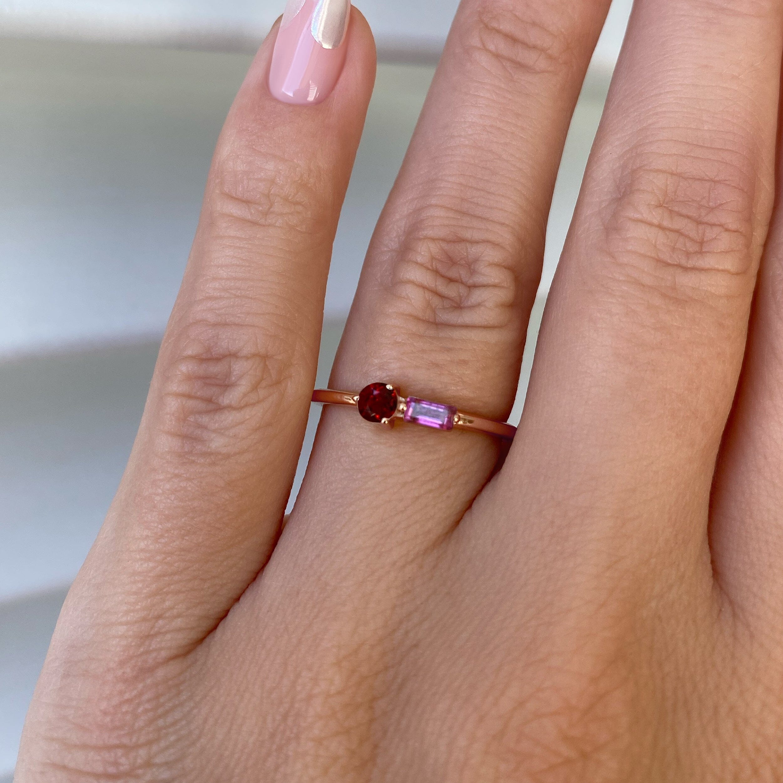 Garnet & Pink Topaz Dainty Ring - Haze、mySite、hinf8tx79