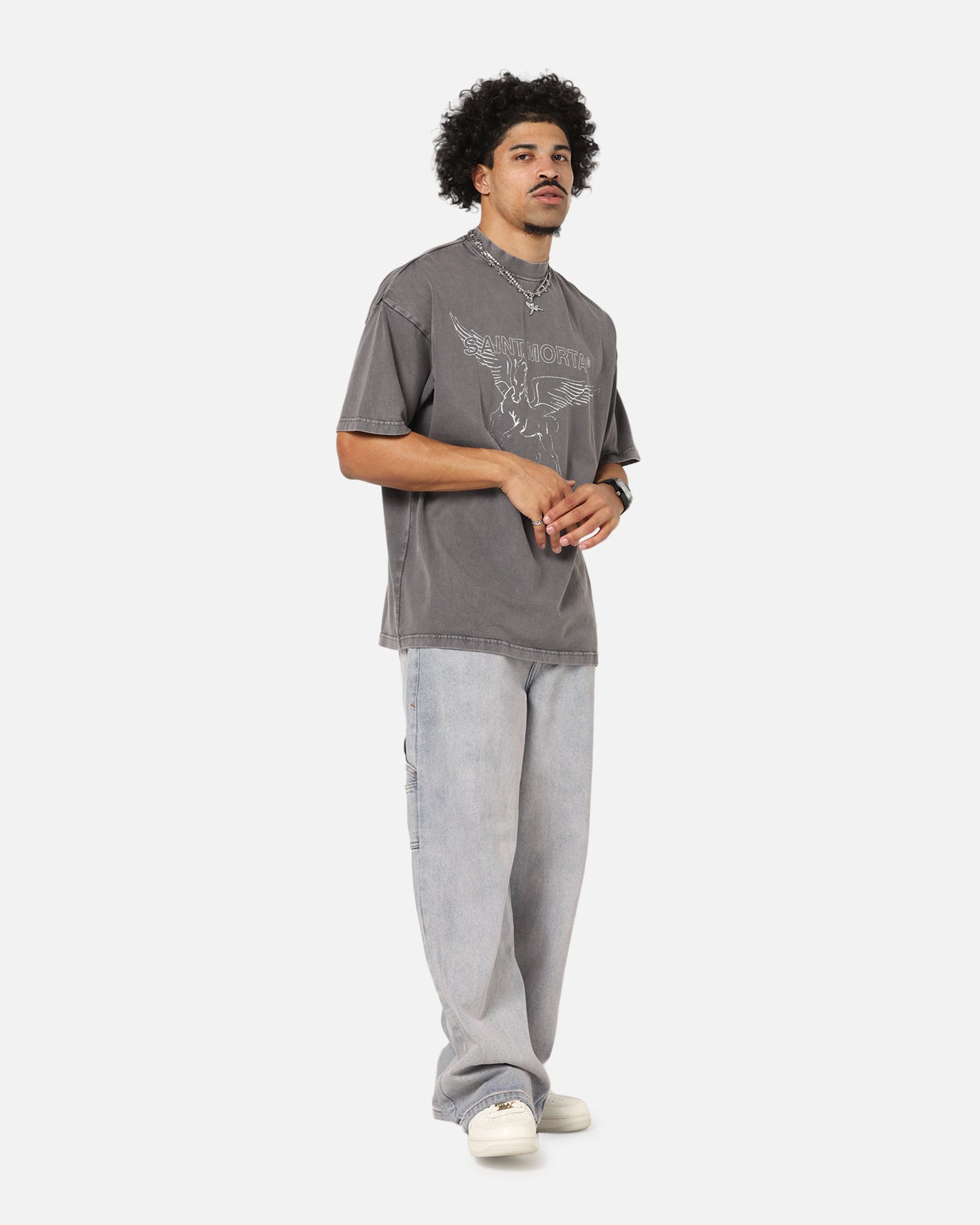 Saint Morta Liberty Mock Neck T-Shirt Washed Charcoal、mySite、zt4zffjzw