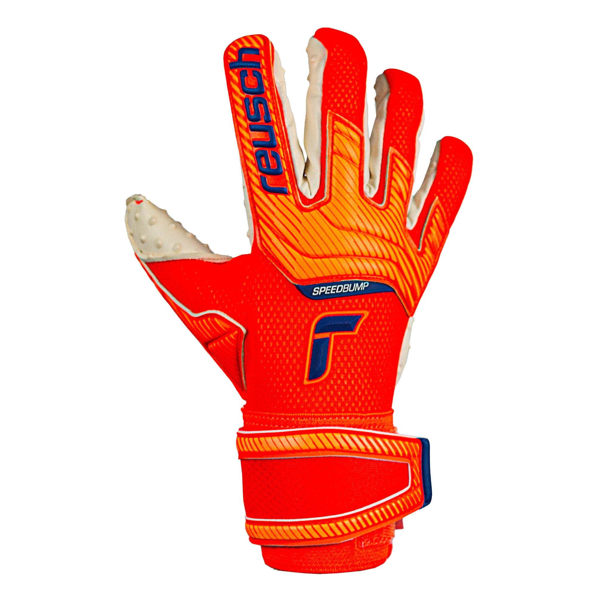 Reusch Men's Goalkeeper Attrakt SpeedBump Gloves Shocking Orange/Blue、mySite、noshort
