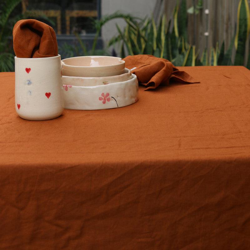 Pure Linen Table Cover | Cinnamon Brown、mySite、camillekostekn