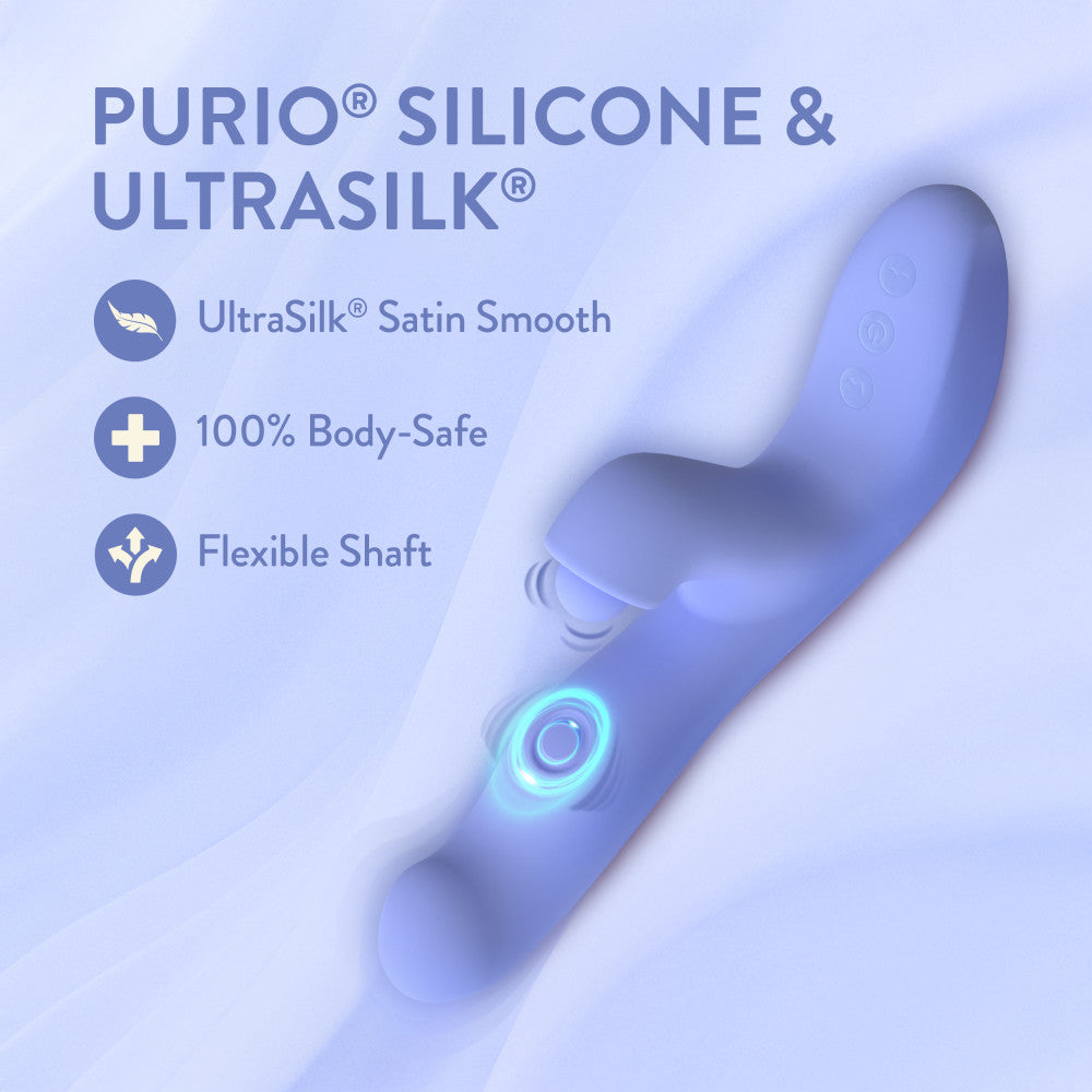 Blush Collection | Simone 8.5 Inch Clitoral G-Spot Dual Stimulation Silicone Rabbit Vibrator With Auto Warming - In Blue、mySite、bottomscart