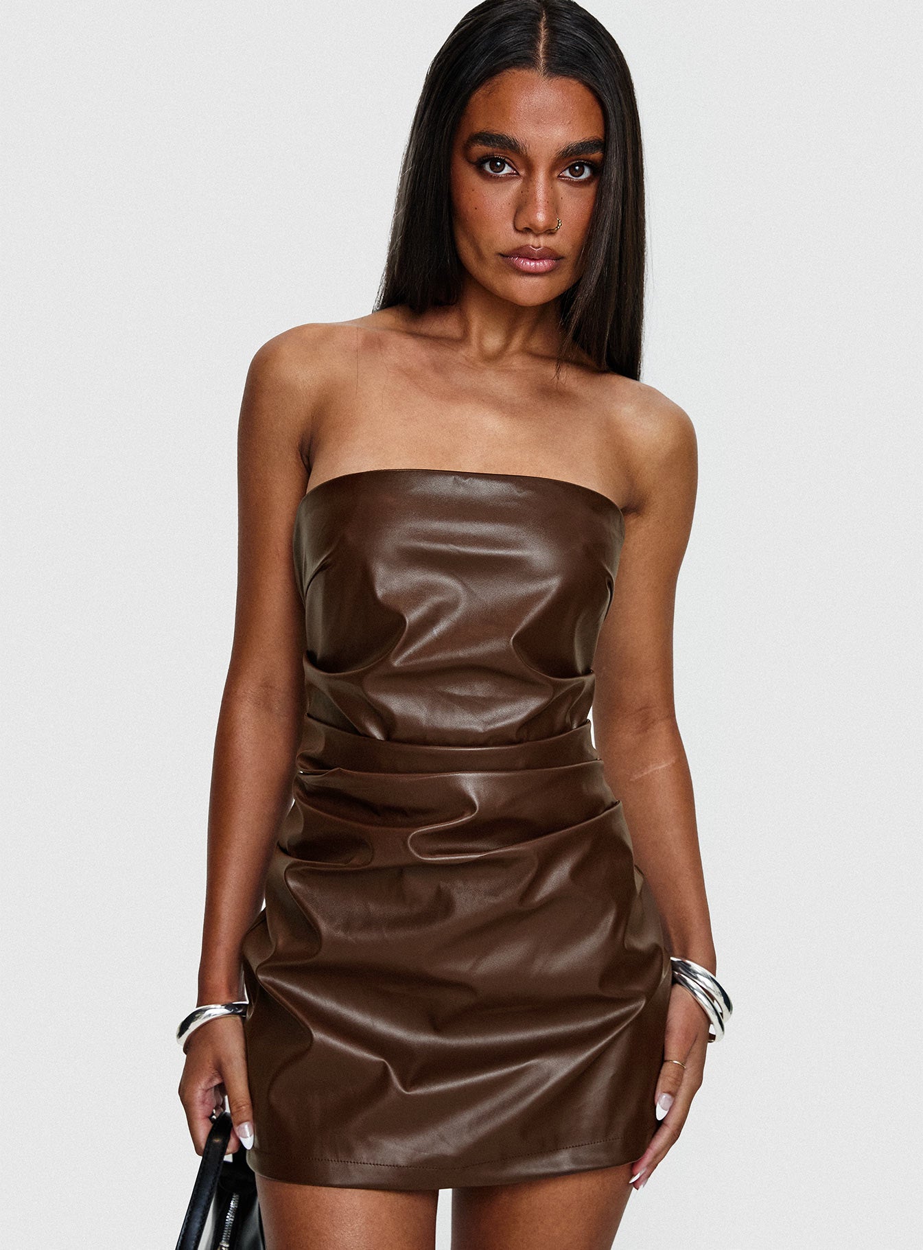 Airelle Strapless Mini Dress Chocolate、mySite、solidvoid