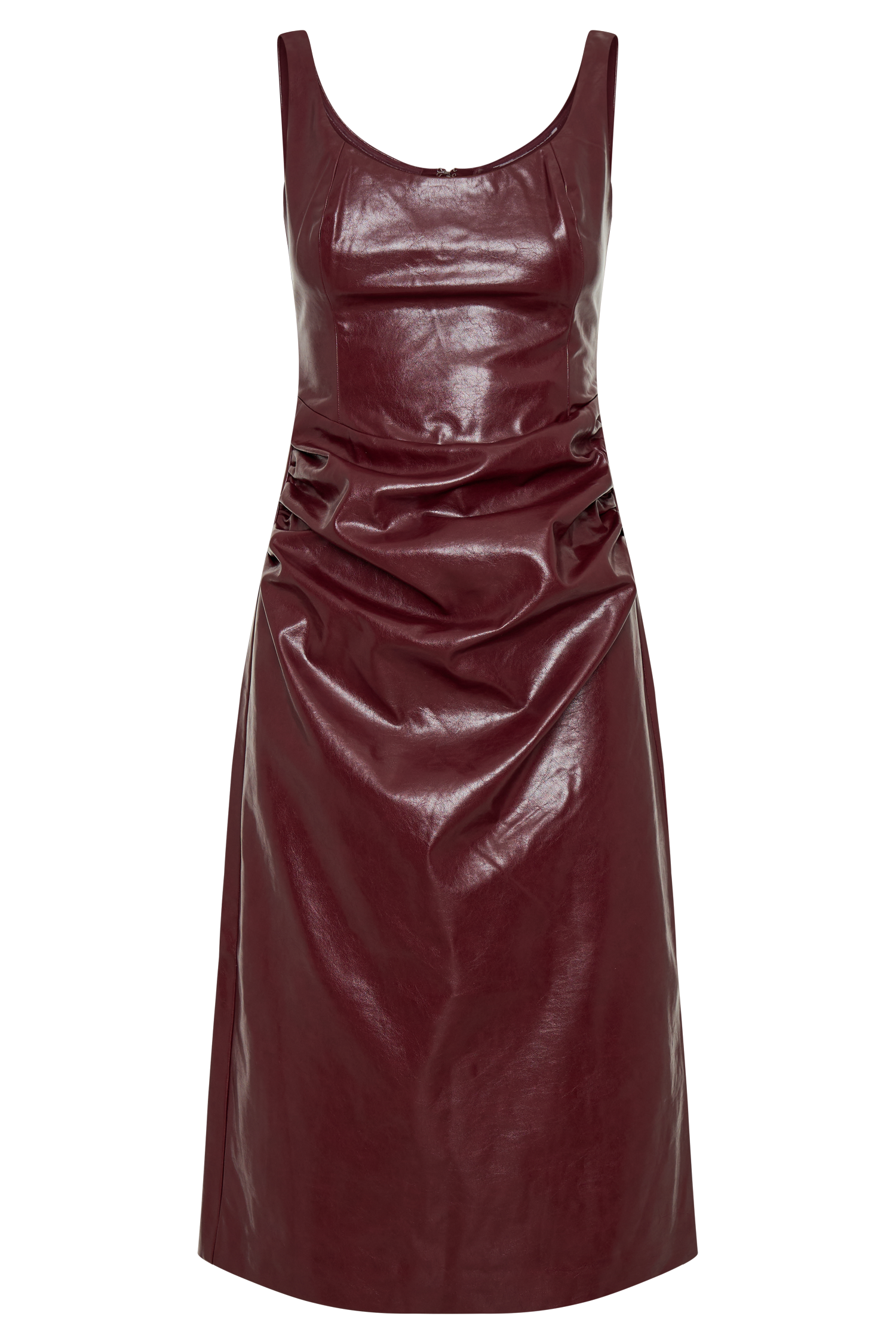 Sonia Faux Leather Midi Dress - Cherry Red、mySite、solidvoid