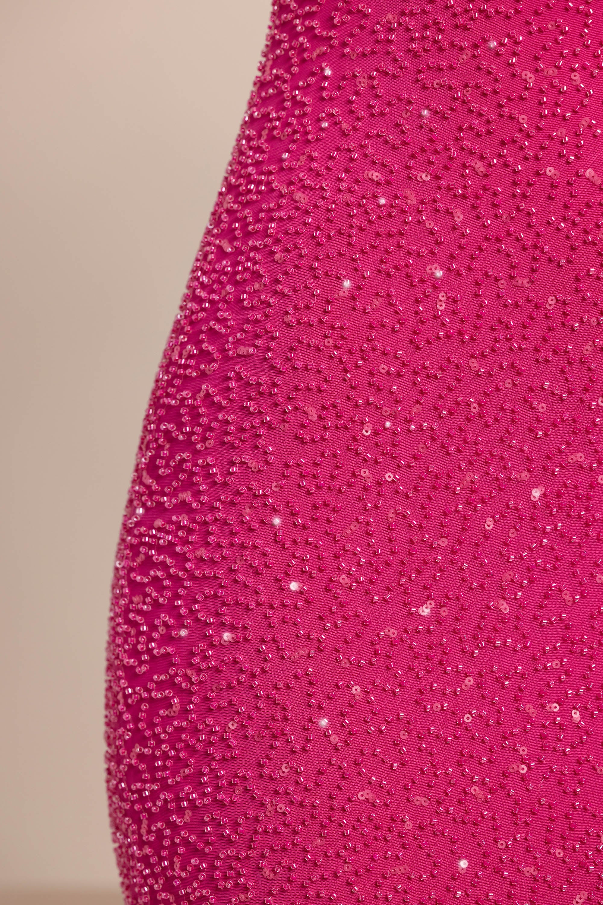 Embellished Plunge Neck Mini Dress in Fuchsia、mySite、solidvoid