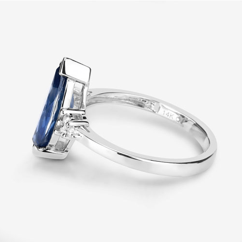 Blue Sapphire Marquise Diamond Accent Ring 14K White Gold 4.83ctw、mySite、g9winljtr