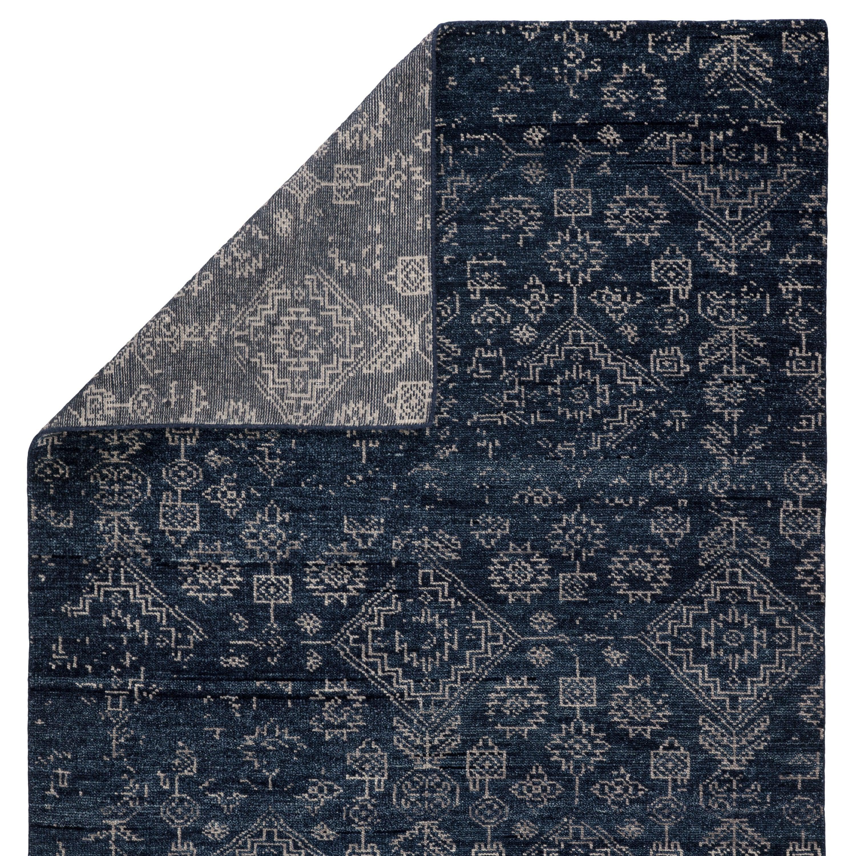 Azuma Hand-Knotted Tribal Dark Blue Light Gray Area Rug、mySite、gigharbornorthrealestate