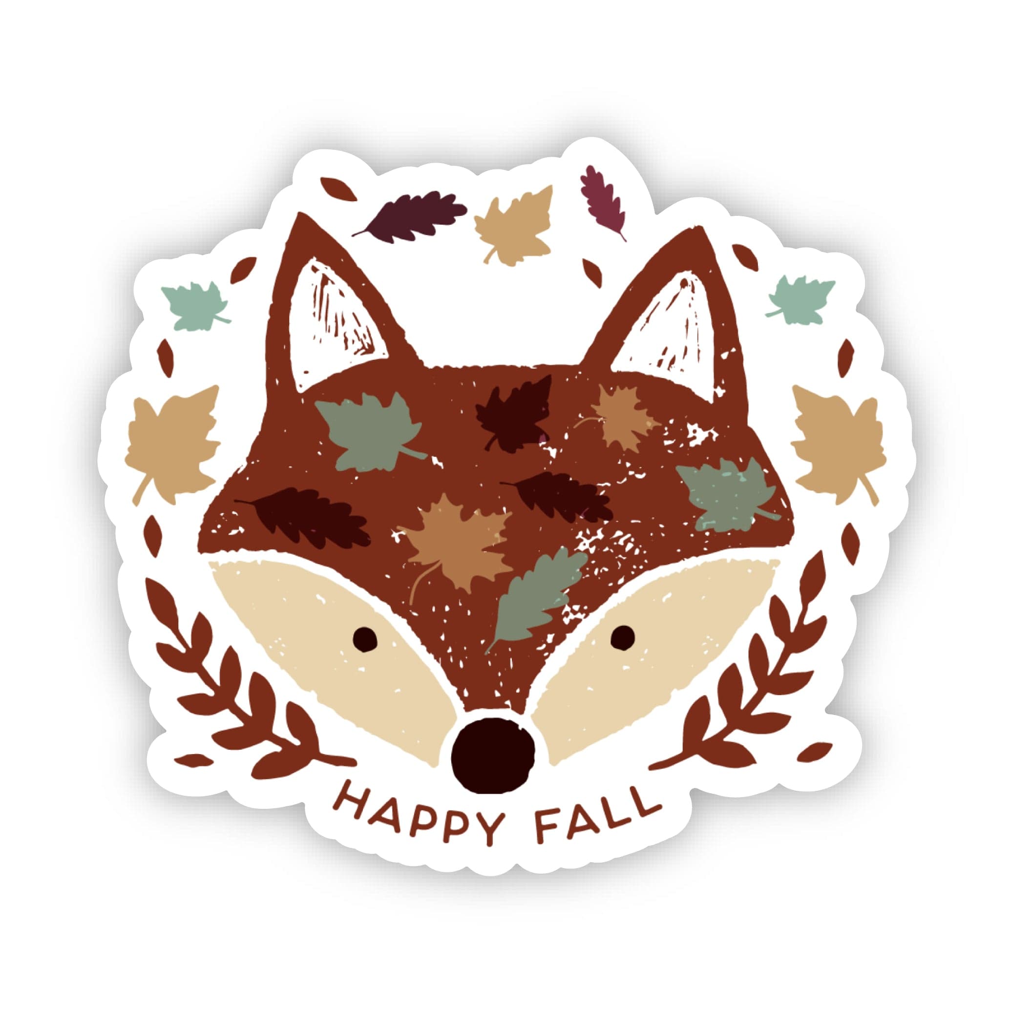  Happy Fall Fox & Leaf Wreath Sticker、mySite、ghnorth