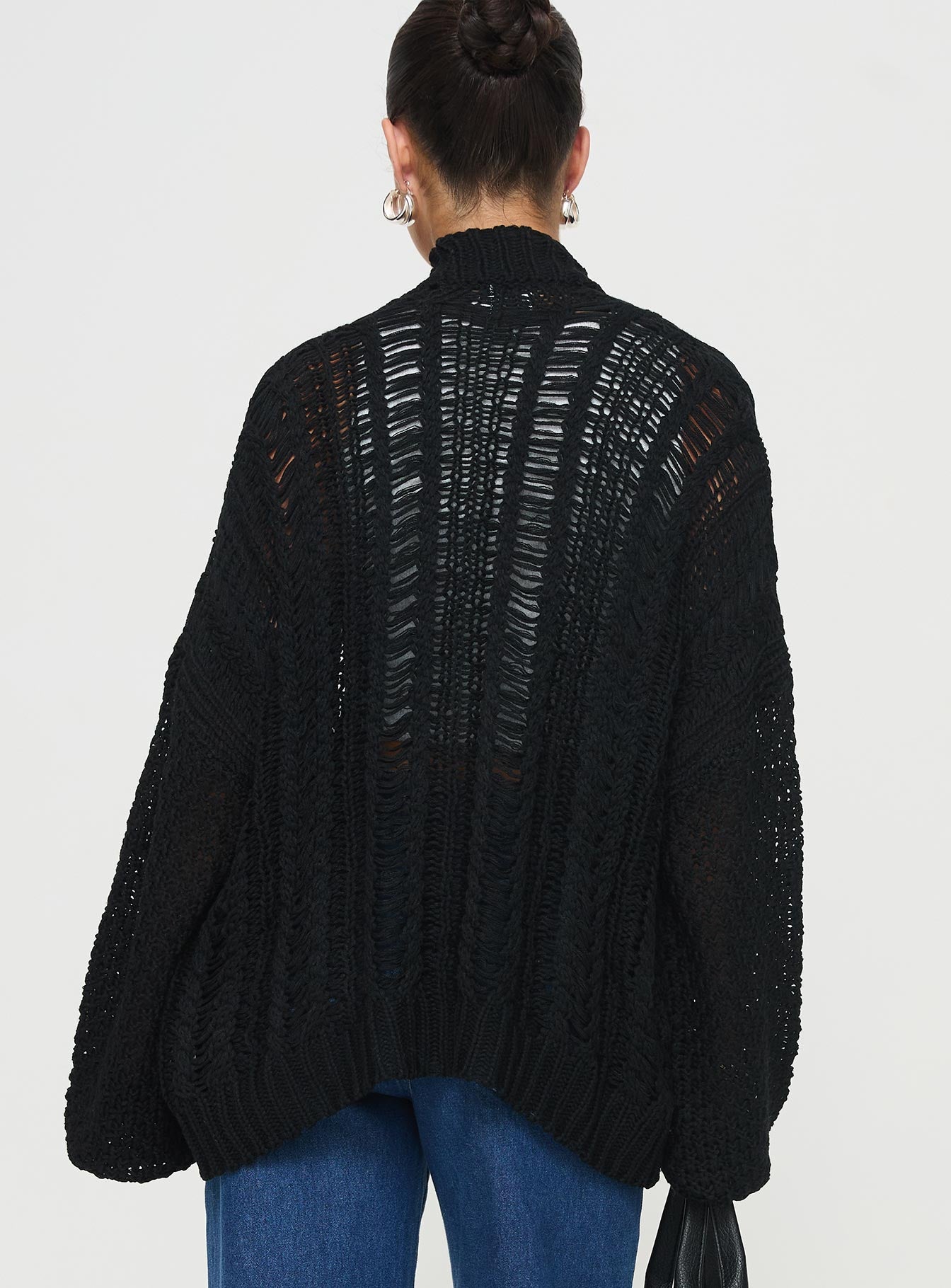 Abner Cable Cardigan Black、mySite、solidvoid