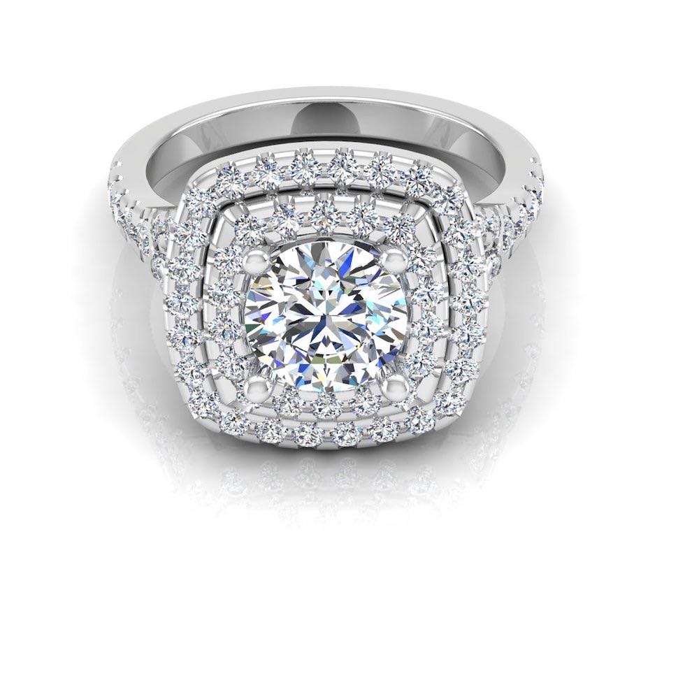 Round Brilliant Double Halo Moissanite Engagement Ring、mySite、hinf8tx79