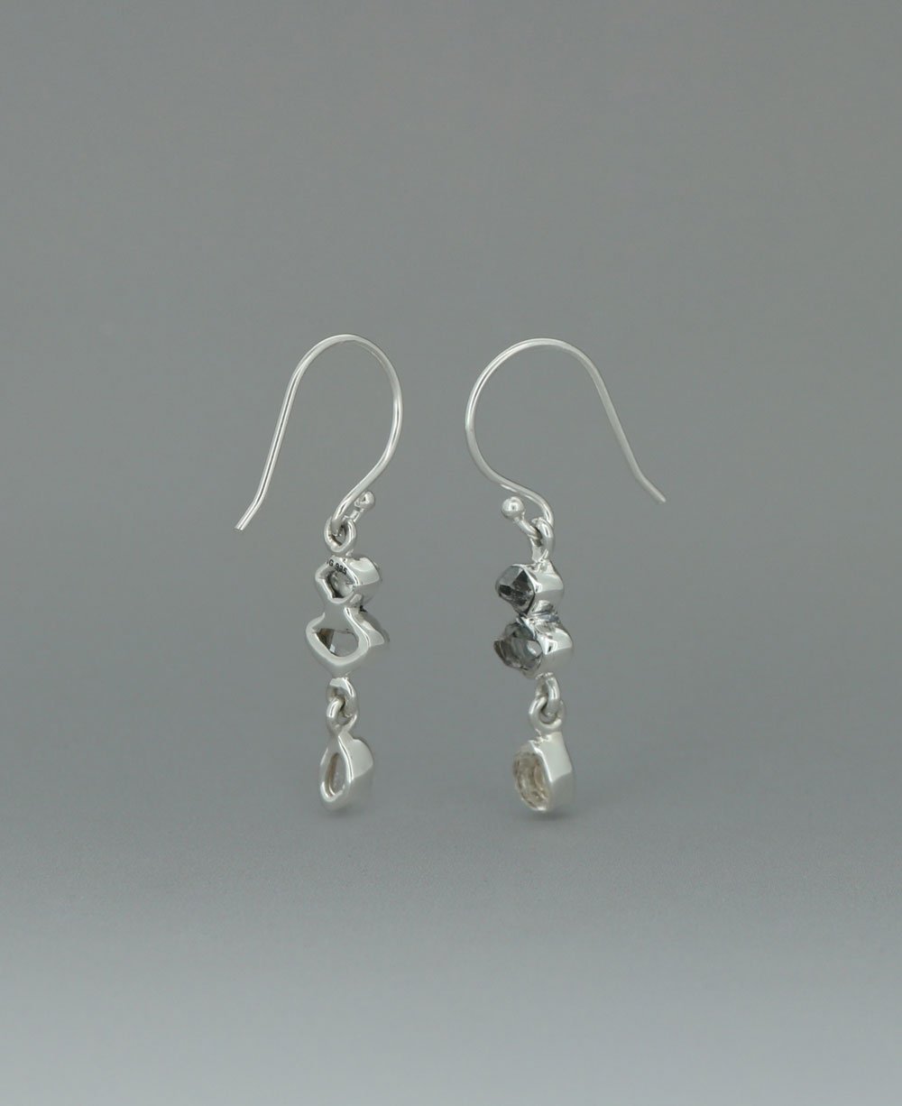 Sterling Silver Herkimer Quartz Triple Stone Earrings、mySite、topwebapps