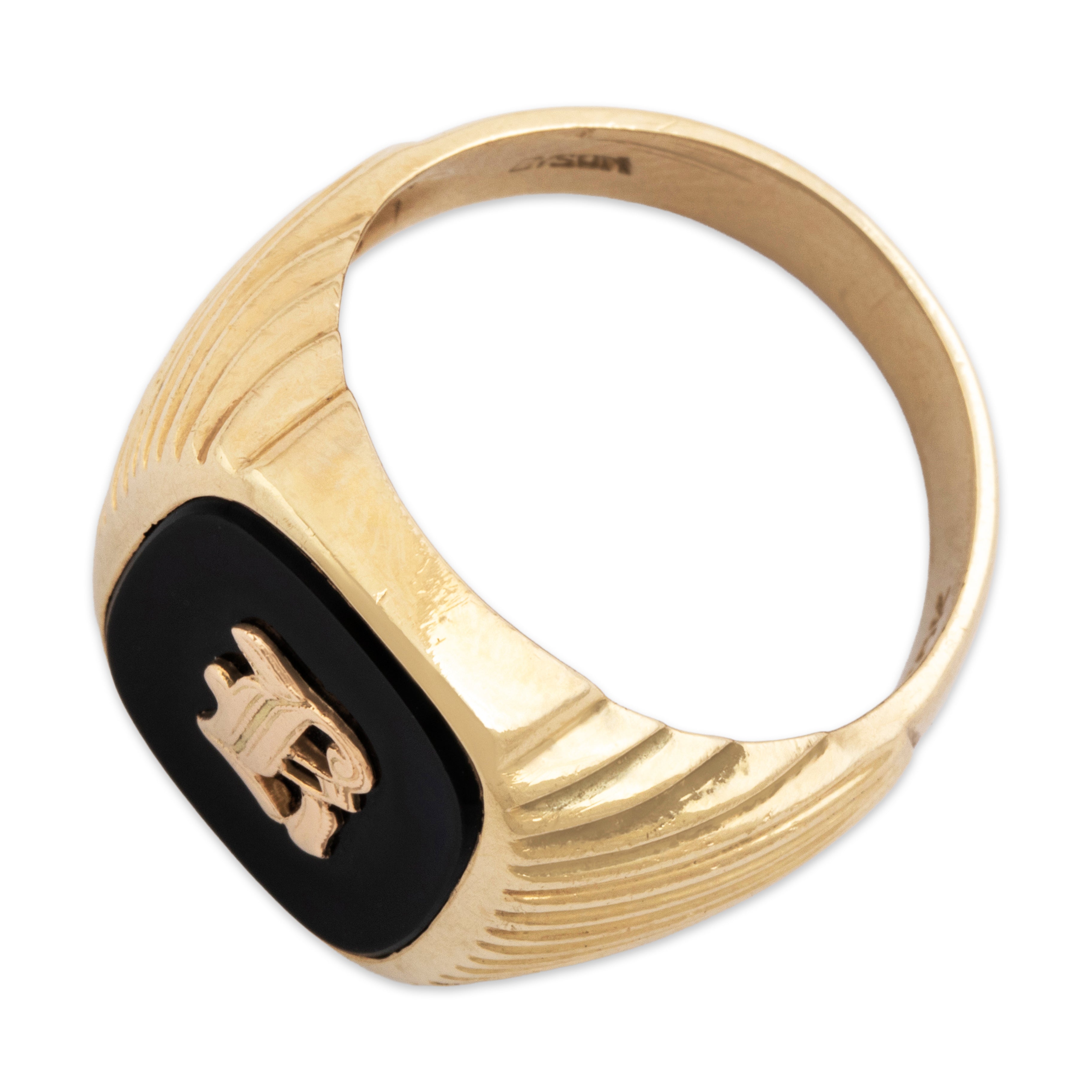 Vintage 10k Yellow Gold Onyx Mid-Century Initial K Signet Ring 10.00、mySite、hinf8tx79