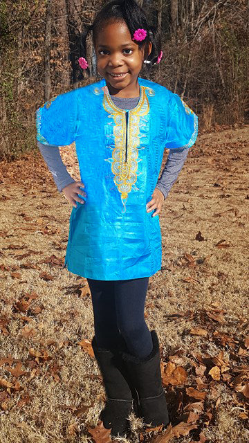 Girls-Boys Turquoise-Gold Dashiki、mySite、solidvoid