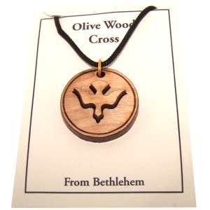 Round shaped Dove 2-Layers Olive wood Laser Necklace (Pendant is : 2.8 cm or、mySite、topwebapps