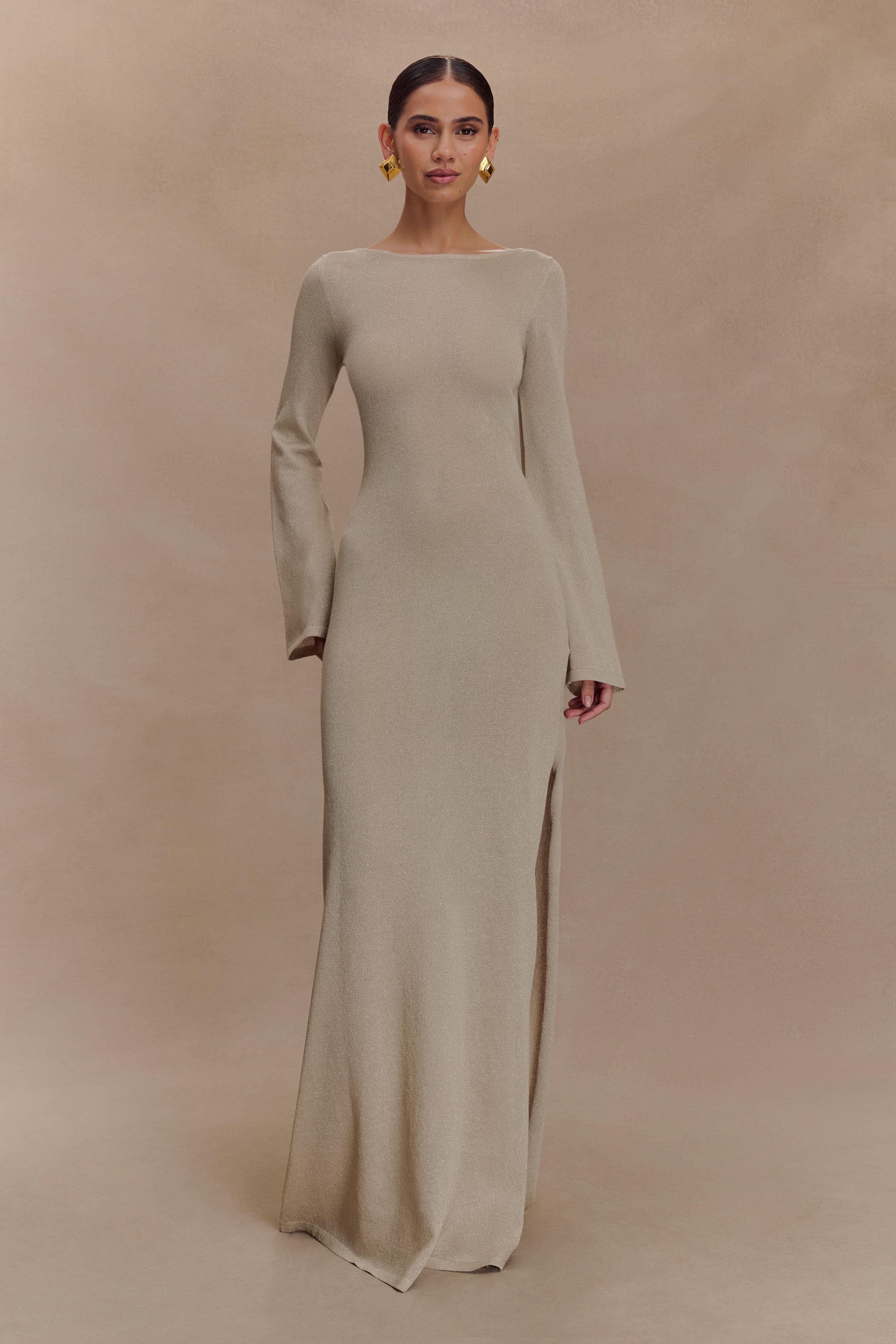 Atticus Knit Maxi Dress With Sequin - Gold、mySite、solidvoid