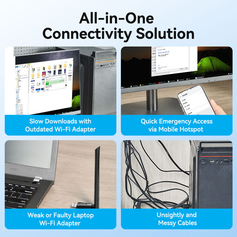 Vention AX900 USB Wi-Fi Dual Band Adapter With High Gain Antenna Black、mySite、fannypackpong