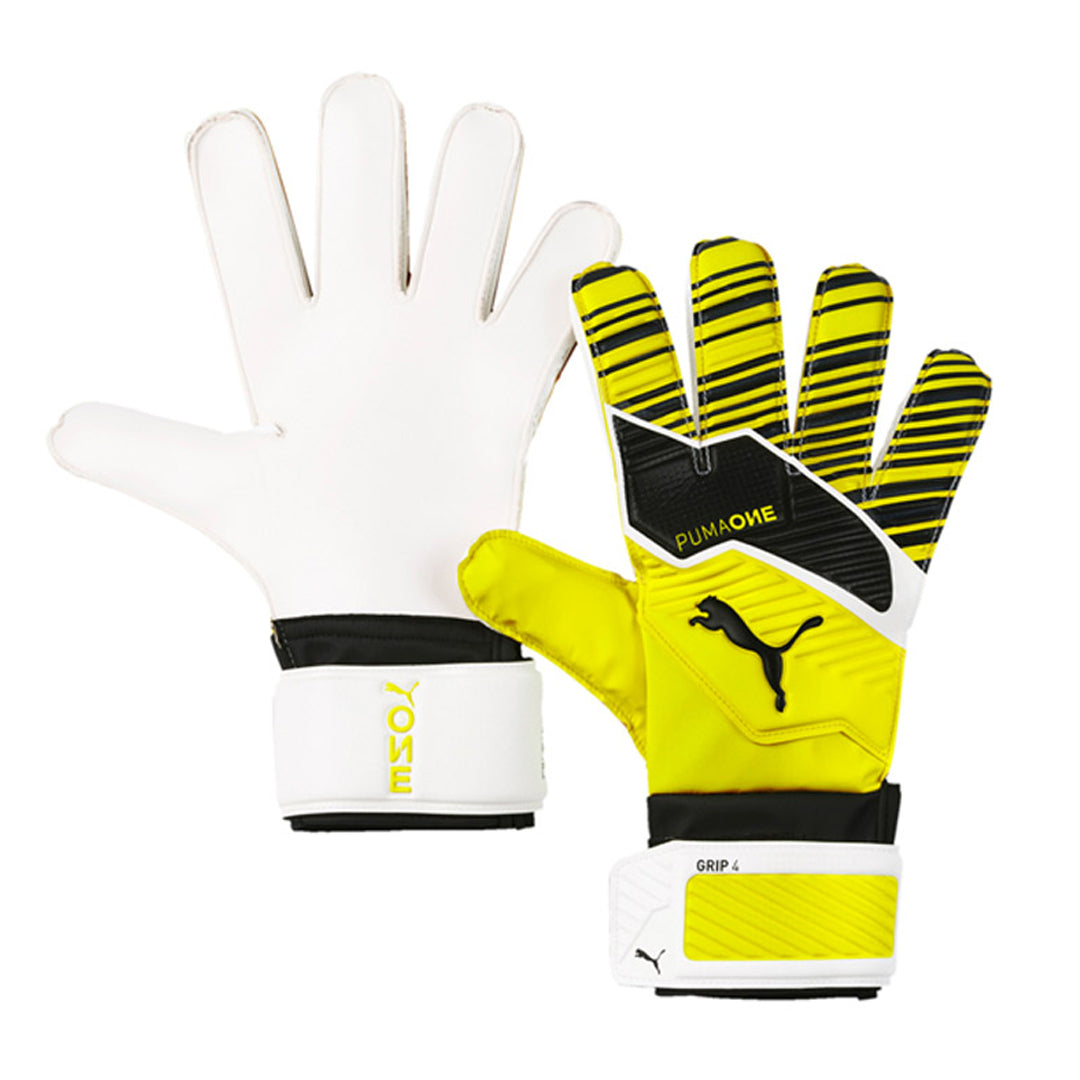 PUMA Men's ONE Grip 4 Goalkeeper Gloves Black/Volt、mySite、noshort