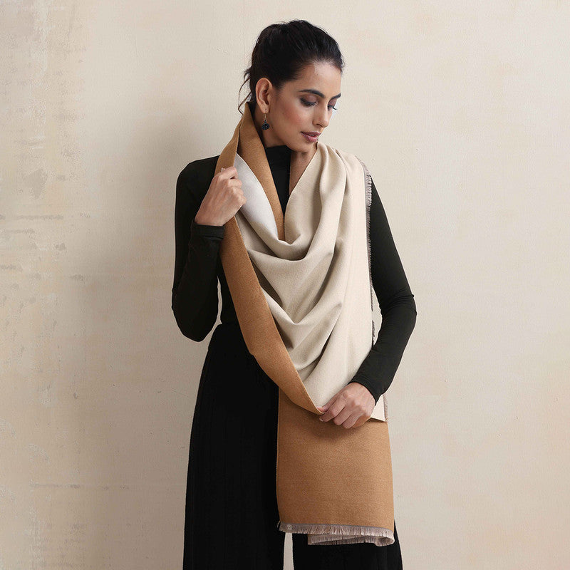 Woolen Solid Stole | Reversible | Brown、mySite、camillekostekn