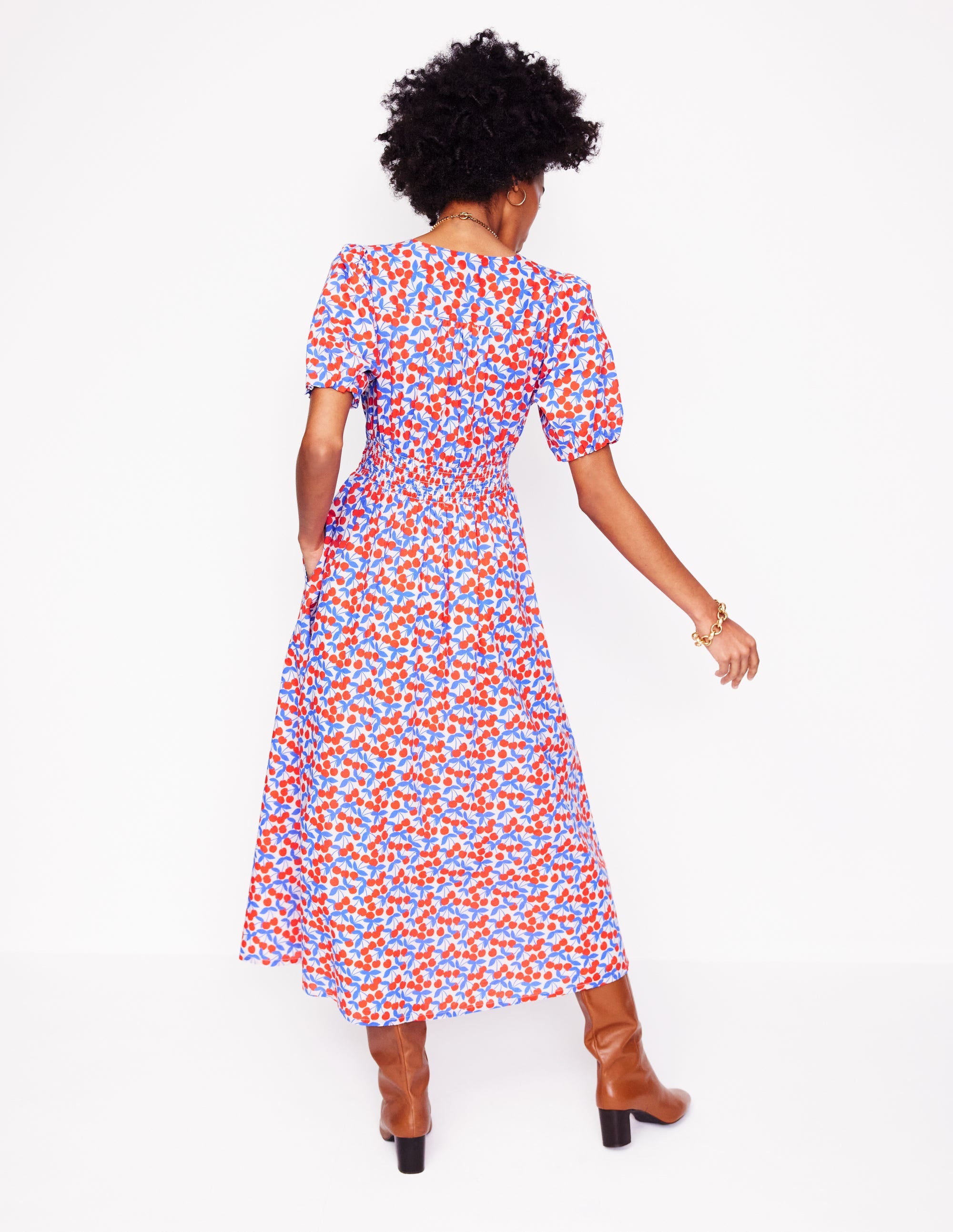  Button Through Cotton Dress-Chalk Pink, Cherry Cascade、mySite、ashleygrahame