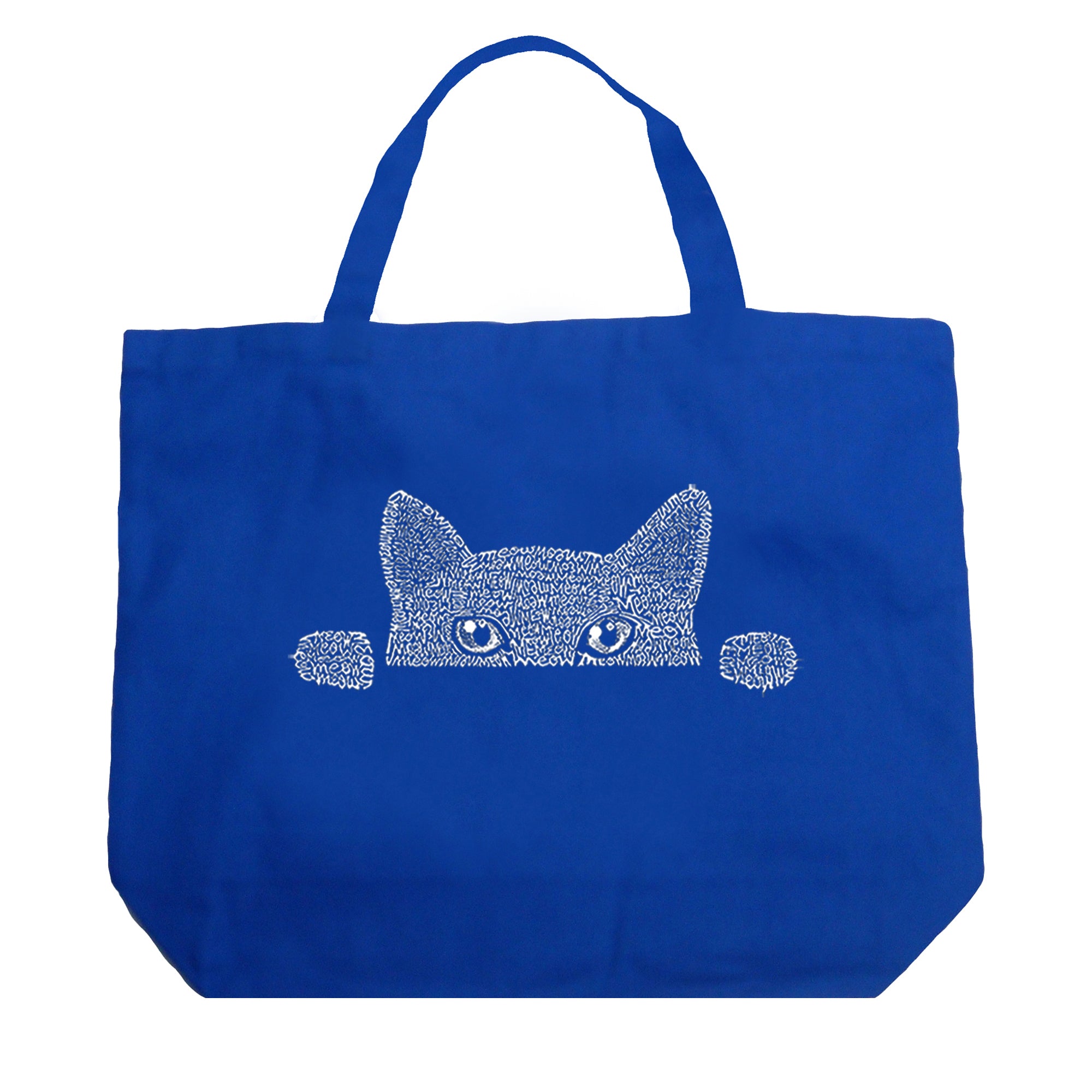Peeking Cat - Large Word Art Tote Bag、mySite、camillekostekn