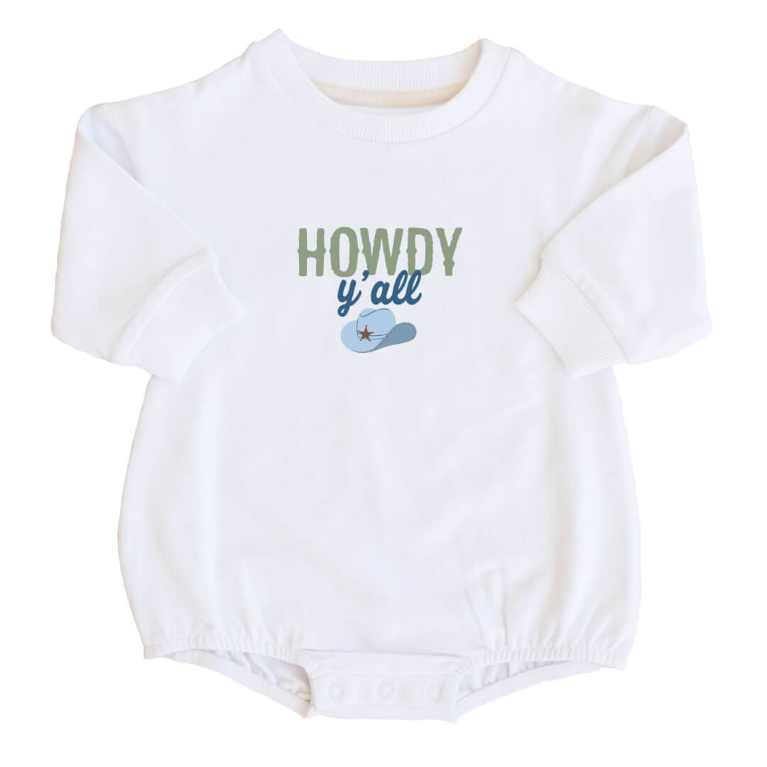  Howdy Y'all Graphic Sweatshirt Bubble Romper | White、mySite、layawaytickets