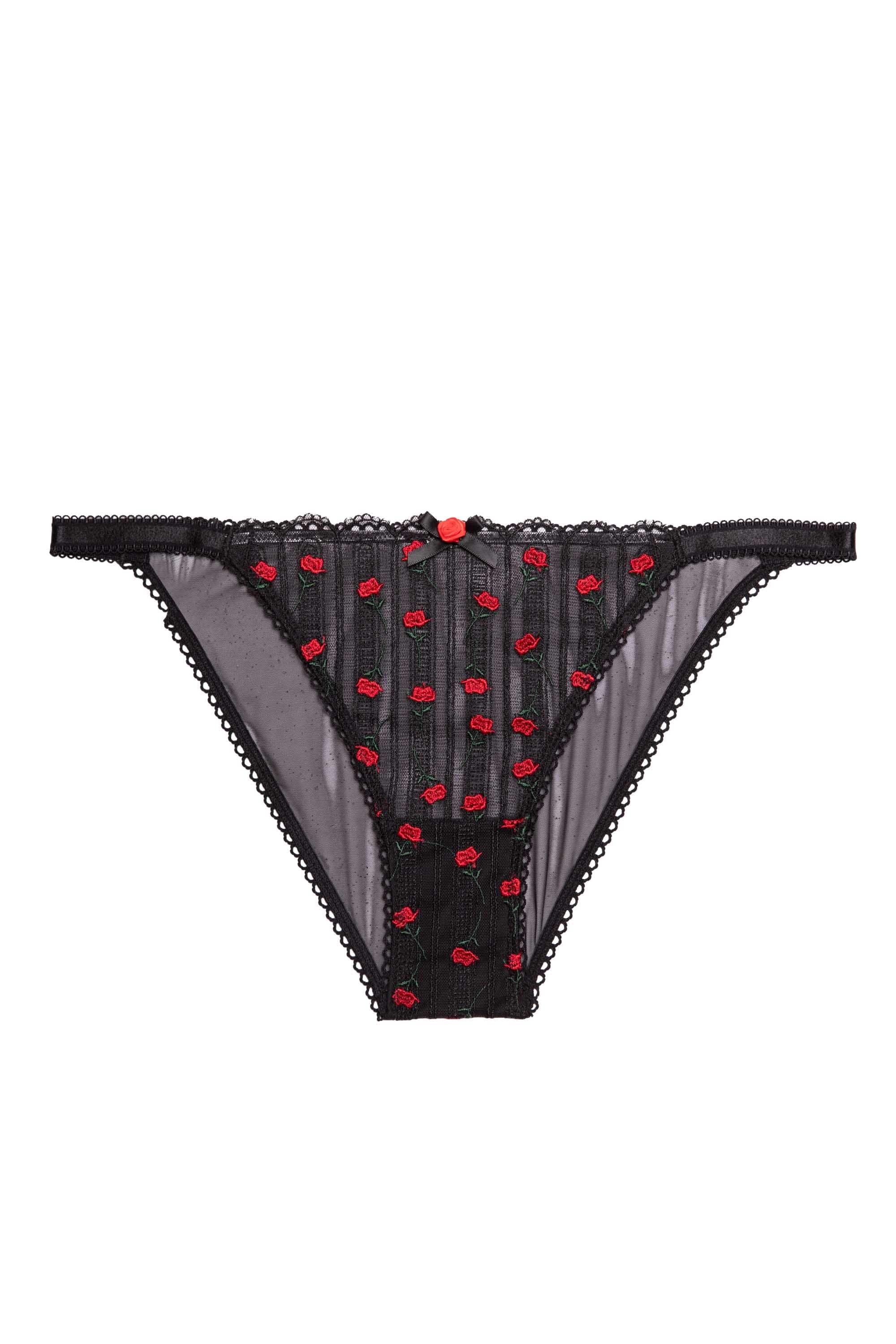 Elodie Black and Red Rosebud Embroidery Brief、mySite、bengalsvssteelers