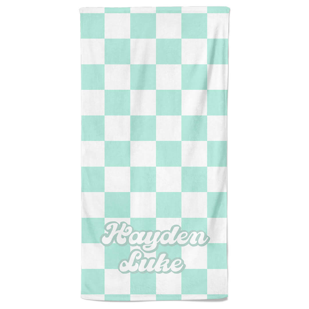  All Checked Out Personalized Kids Beach Towel | Retro Check、mySite、layawaytickets