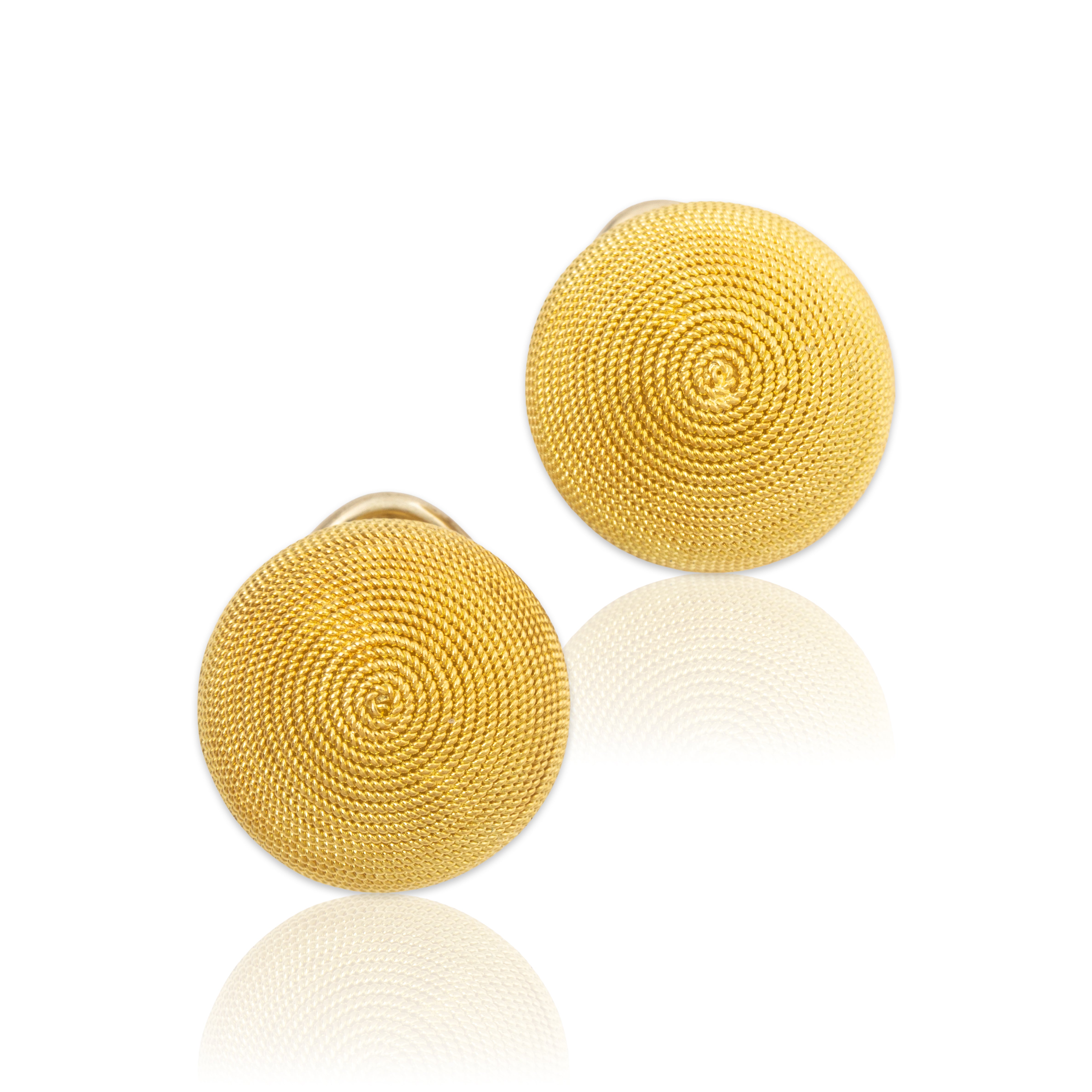 Vintage 18k Yellow Gold Stately Circles Stud Earrings、mySite、hinf8tx79