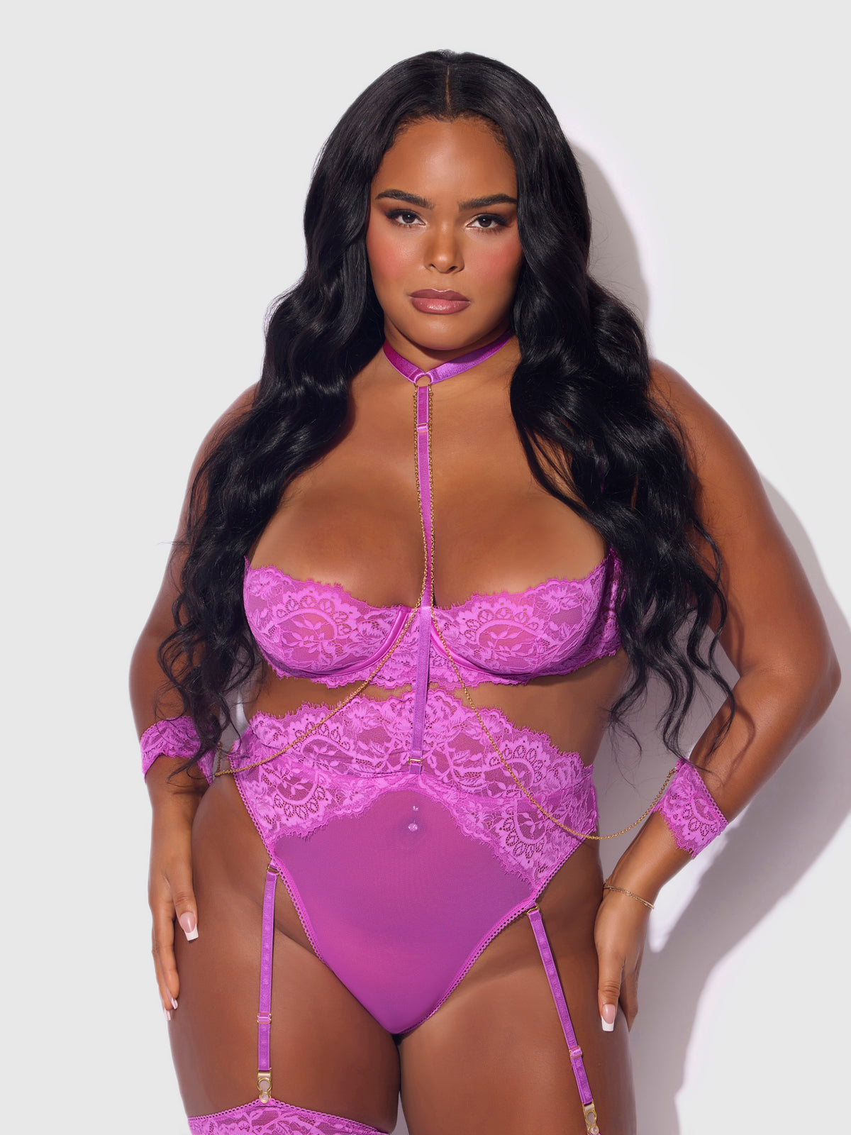 Arianna Lace & Chains Thigh Garter Teddy、mySite、bengalsvssteelers